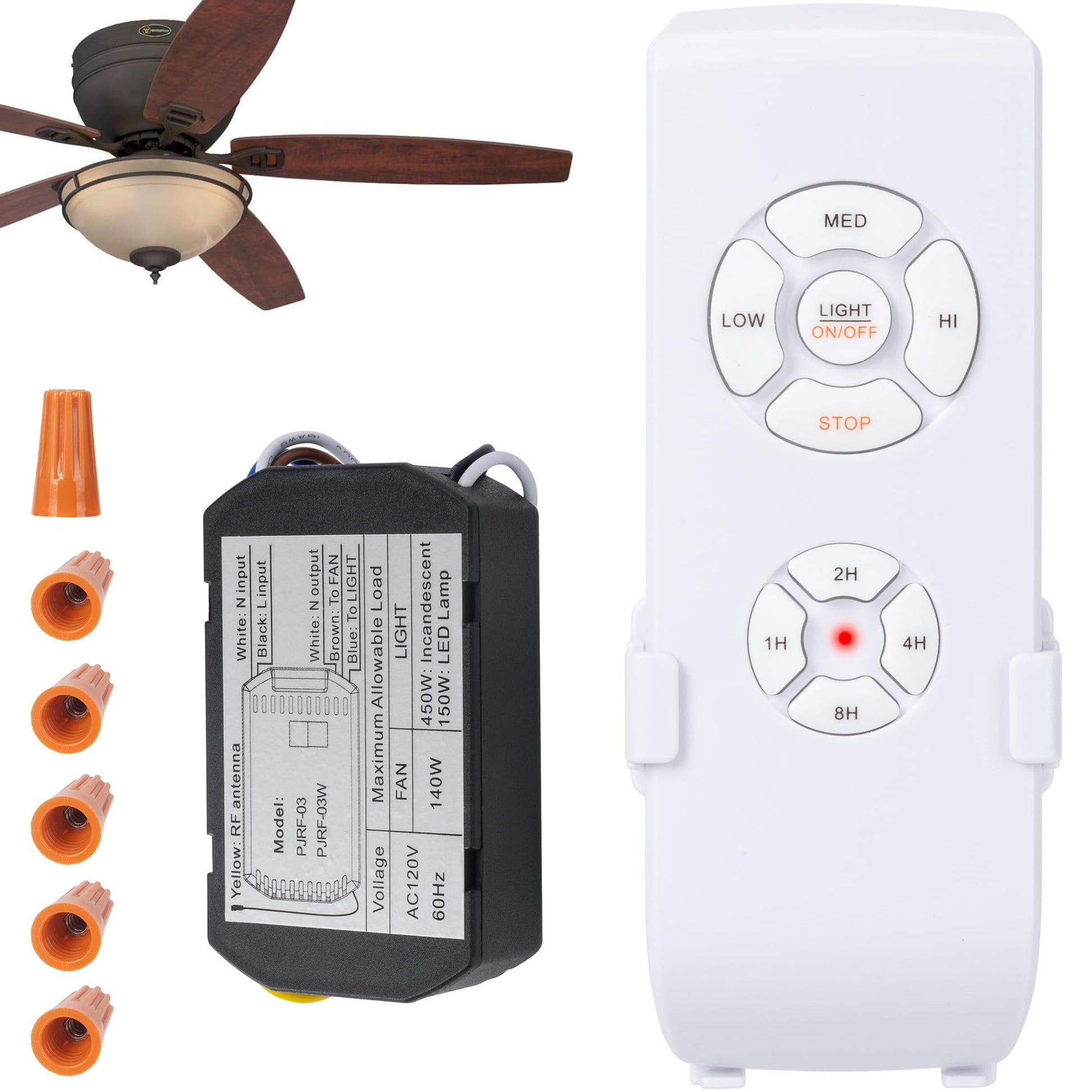 LPHUMEX Ceiling Fan Light Remote Control Kit with Ultra-Small Receiver - Ceiling Fan Speed, Timer & Light Control, Universal Com
