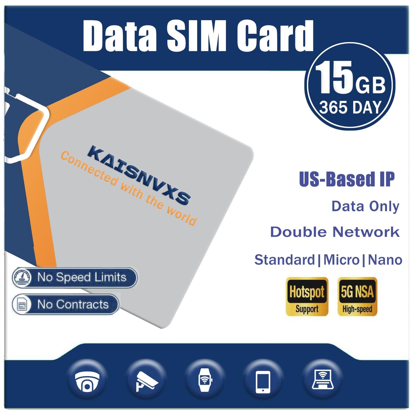 Data Only SIM Card - 1GB of 4G LTE Data with US-Based IP High Speed Network Ideal for Unlocked 4G Security Camera, Mobile WiFi H
