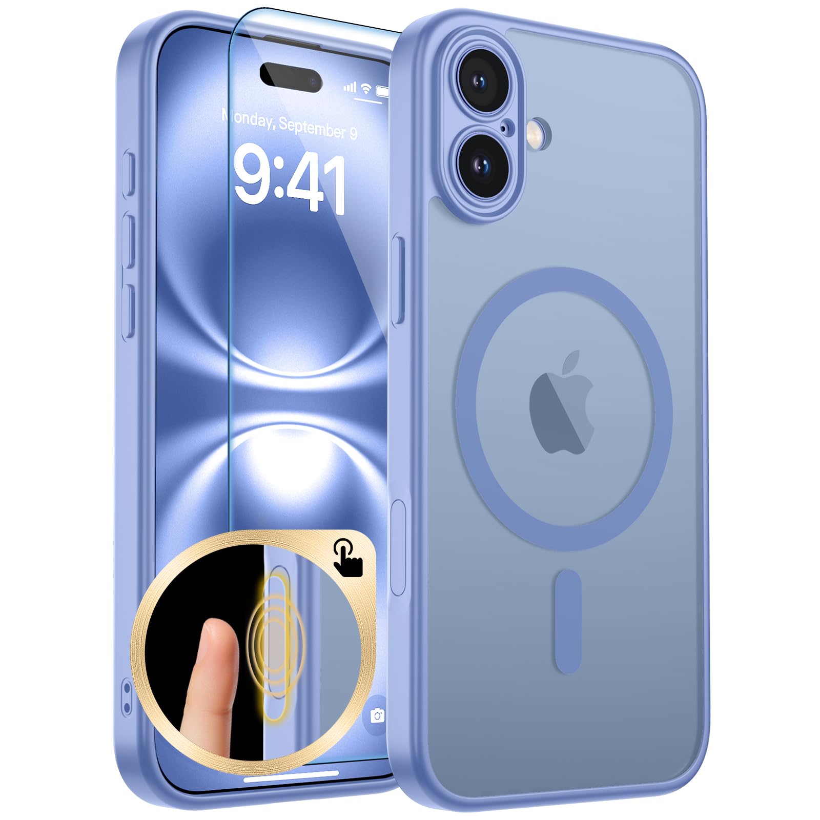zapica Magnetic for iPhone 16 Case, Upgraded [Camera Control Button] [Full Camera Protection] [with 1 Screen Protector] Transluc
