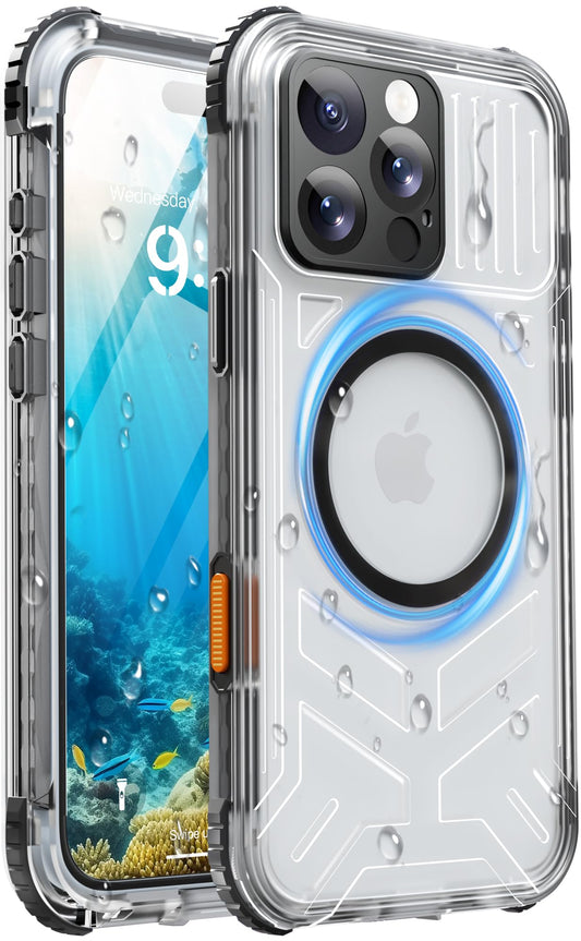Haireca for iPhone 16 Pro Max Case Waterproof with Magsafe, Built in Camera Control [Screen Protector] [Lanyard], IP68 Military