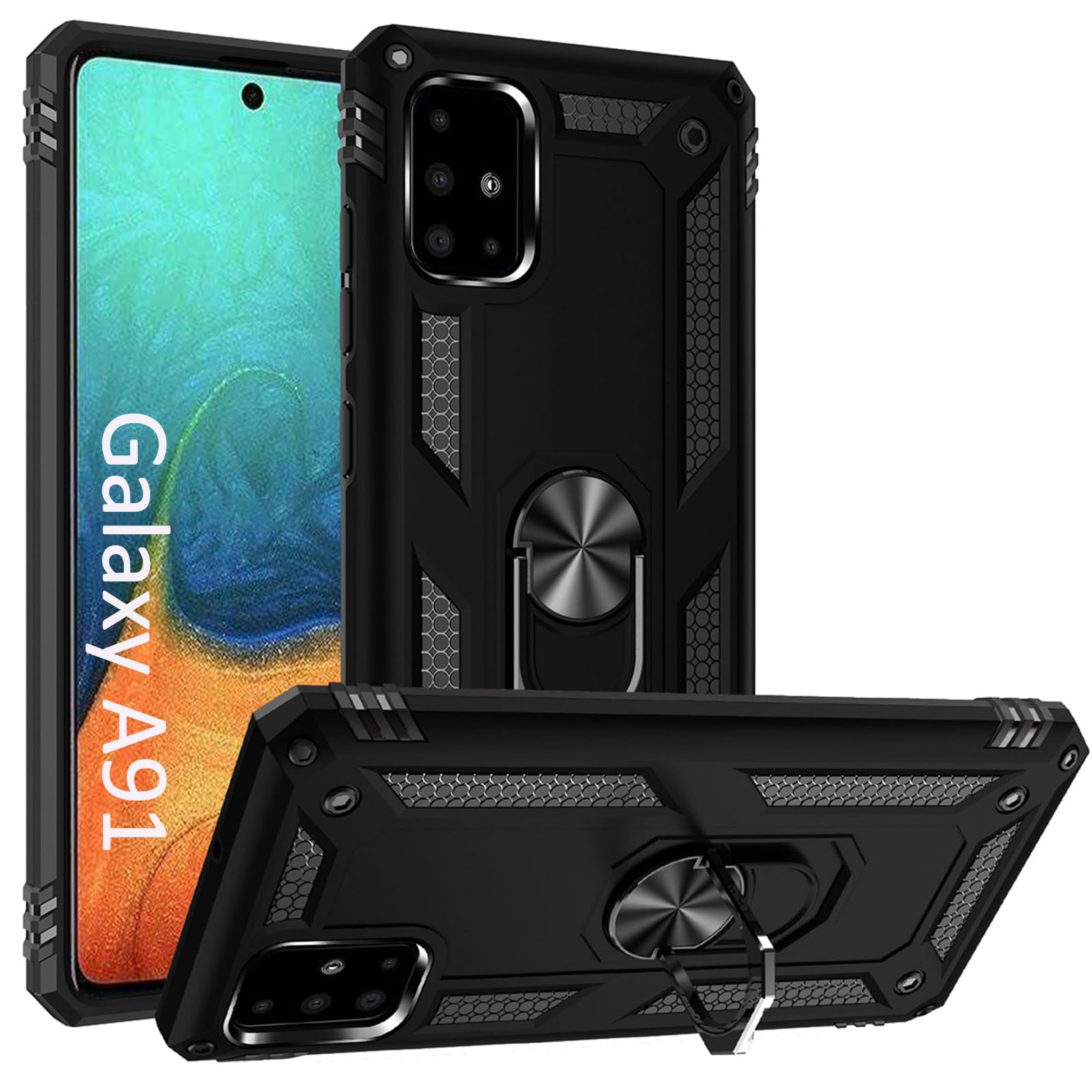 A71 5G Case, A91 Case, S10 Lite Case,with Kickstand Ring,Adjustable Stand,Military Grade,Heavy Duty Protection,Shockproof,Anti-F
