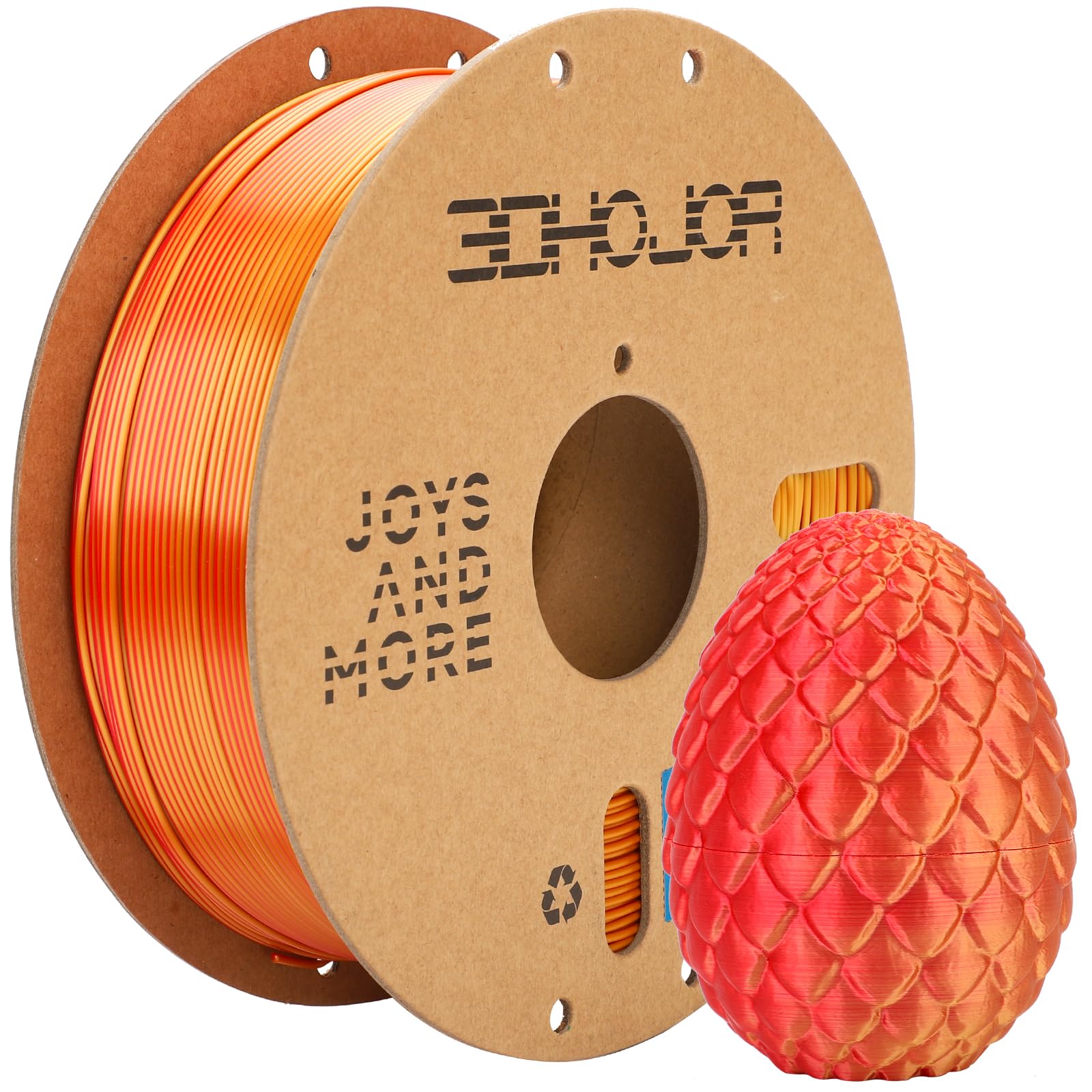 3DHoJor Silk PLA Filament 1.75mm Red Gold Dual Color PLA 3D Printer Filament 2 in 1 Coextrusion 1KG Spool(2.2lbs) 3D Printing Fi