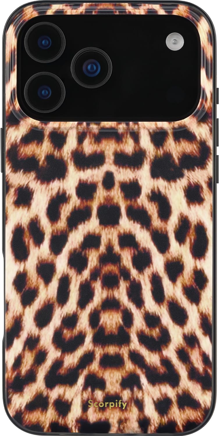 SCORPIFY for iPhone 17 Pro Case [Compatible with MagSafe] with Realistic Leopard Cheetah Fur Print Design, Cute Magnetic Phone C