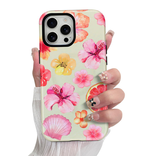 SOKAD Magnetic Hibiscus Seashell Phone Case for iPhone 13 Pro Max, Cute Summer Florals Pattern Compatible with Magsafe Matte Pro