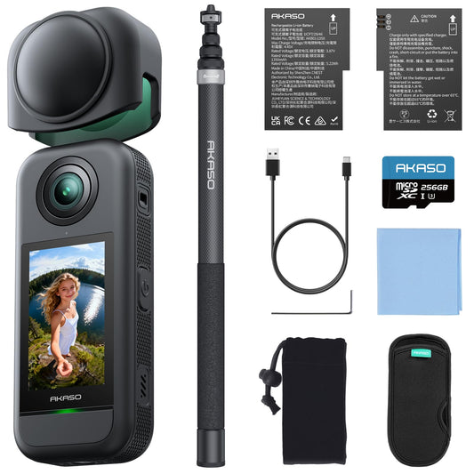 AKASO 360 Action Camera - 5.7K 360 Video with 1/2 48MP Sensors, 72MP 360 Photo, 360-SuperSmooth, Invisible Selfie Stick, 360 Hor