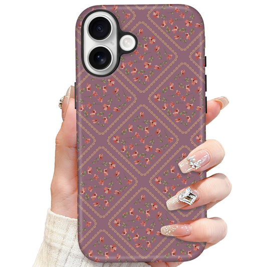 SOKAD Magnetic Floral Phone Case for iPhone 17, Vintage Purple Flower Pattern Compatible with Magsafe Matte Protective Case Cove