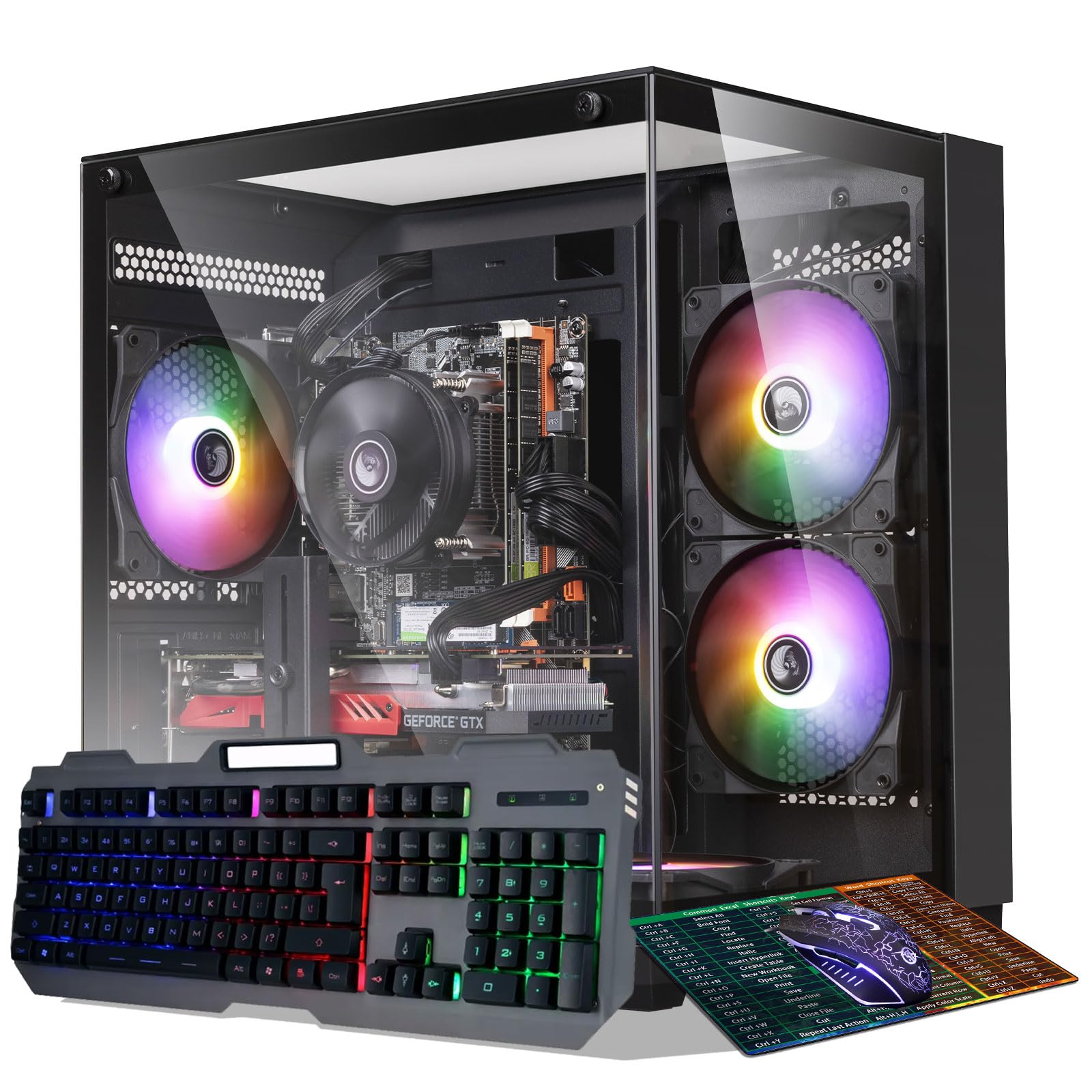 Prebuilt Gaming PC Desktop Computer,AMD Ryzen R5 5500 Desktop,Operating at A Frequency of 3.6-4.2 GHz,RTX2060 Graphics Card with