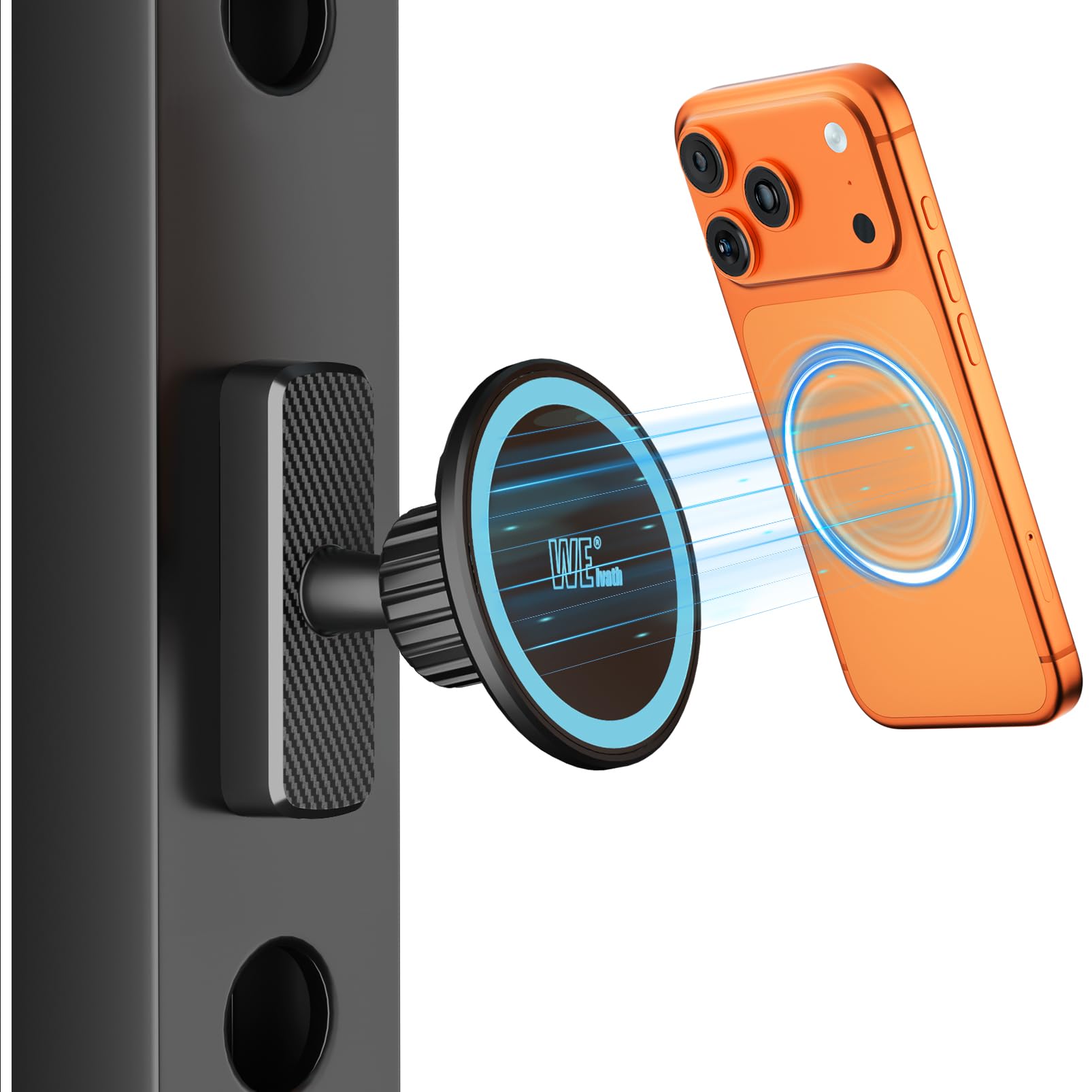 welvath Dual Magnetic Phone Holder for Gym, Workout, Kitchen or Any Metal Surface, Magnet Base Mount & Power Magnet Phone Mount