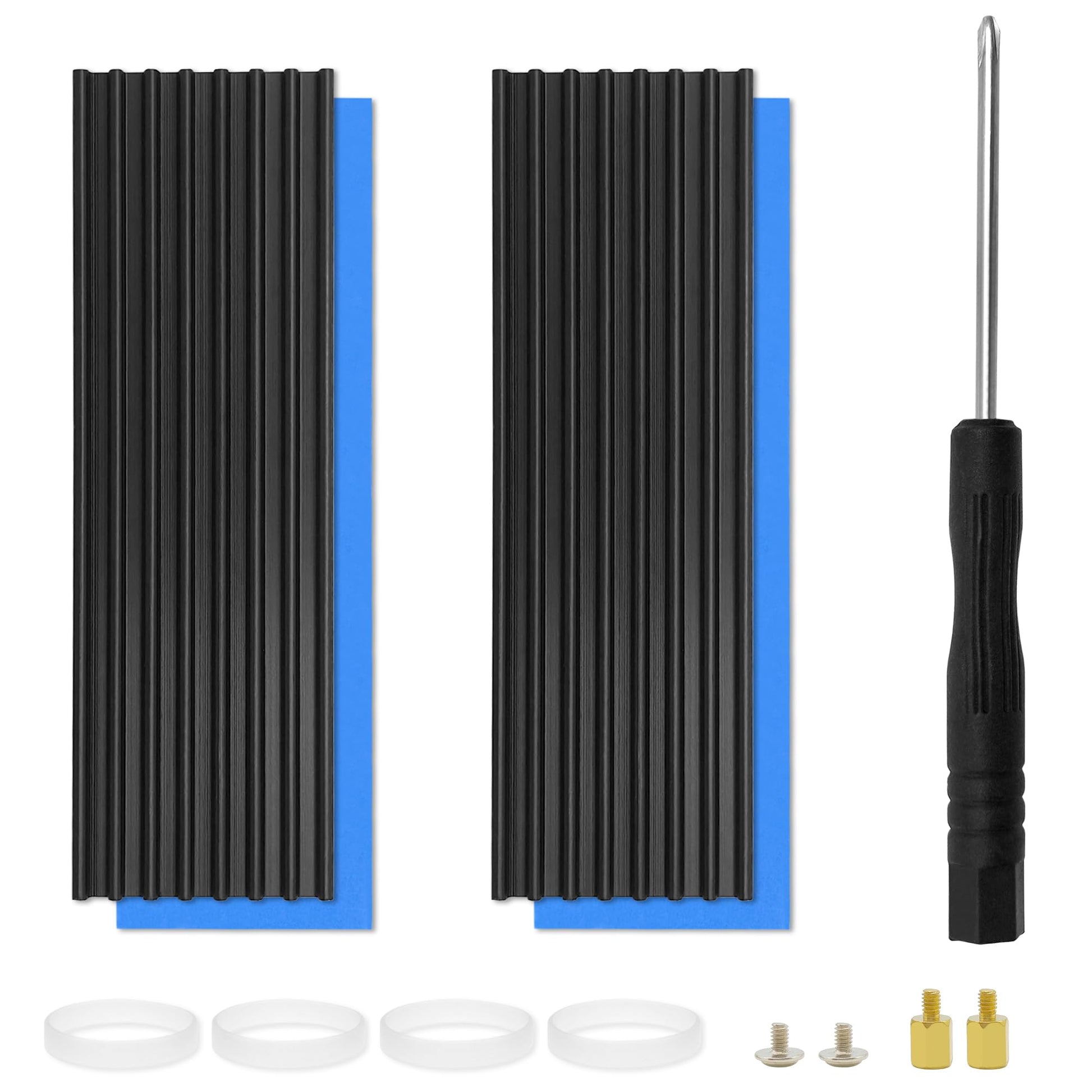 2pcs M.2 SSD Heatsink 2280 SSD NVMe Heat Sink with NVMe SSD Thermal Pad,Screwdriver,Screw,4 Transparent Rubber Straps for PC/PS5