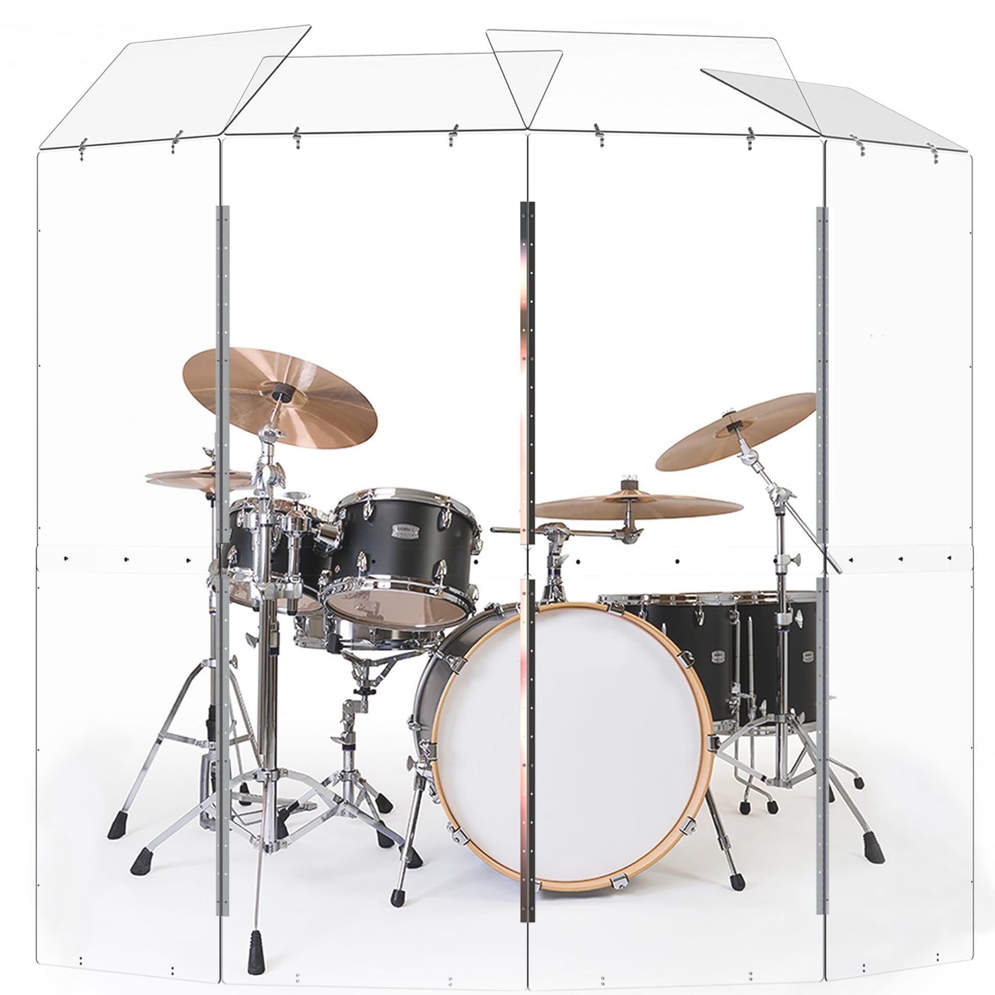 Drum Shield Converts to 2ftx6ft. Full-Length Stainless Steel Hinges. Drum Cage for Home, Church, Practice & Performances (4 pane