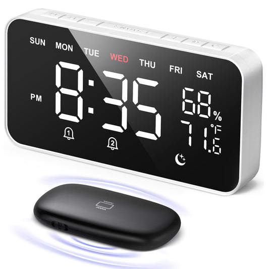 Dekala Loud Alarm Clock for Heavy Sleepers Adults, Wireless Bed Shaker Vibrating Dual Alarm Clocks for Bedrooms, Dimmable Large