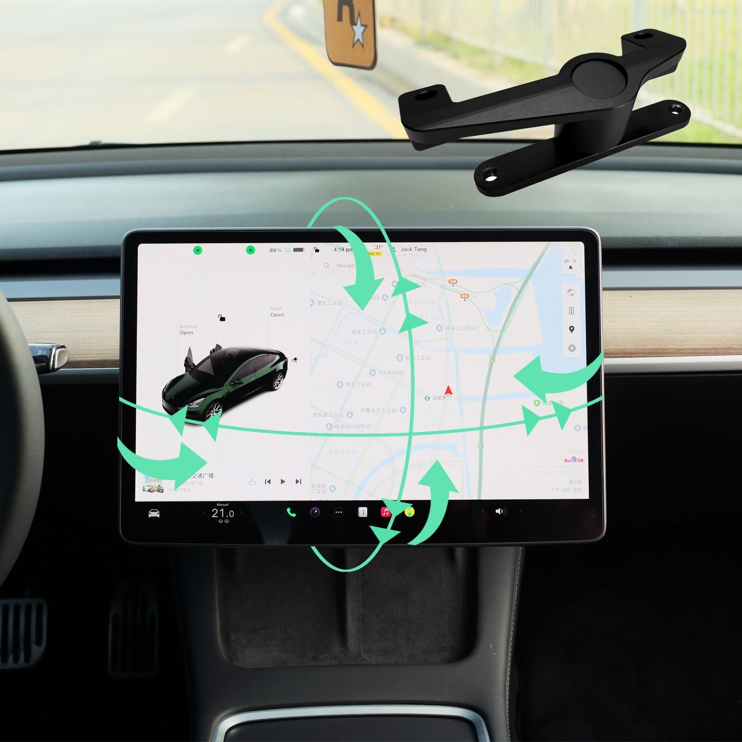 Novozopai Tesla Screen Swivel Mount Tesla Model 3 Aluminium Alloy Navigation Bracket Screen Rotating Holder Can Rotate up/Down/L