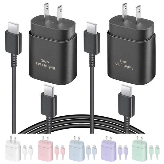 AISNI 25W USB C Charger 2Pack, Super Fast Type C Charger with 6FT Cable, Light Weight, Black, Model K13