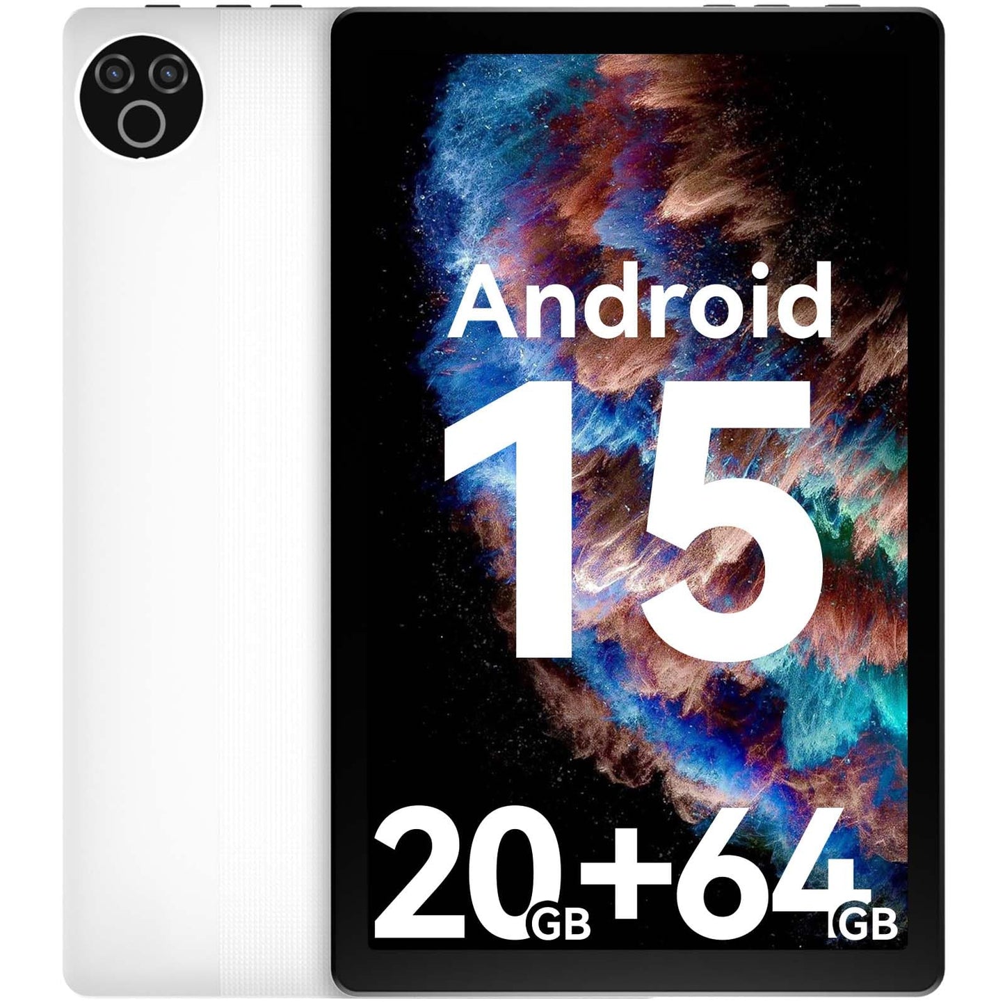 Tablet 10 Inch Android 15 OS GMS Certified Tablets PC 1.8 GHz 5-Core 20 (3+17) GB RAM 64 GB ROM 1 TB Expandable 1280x800 HD IPS