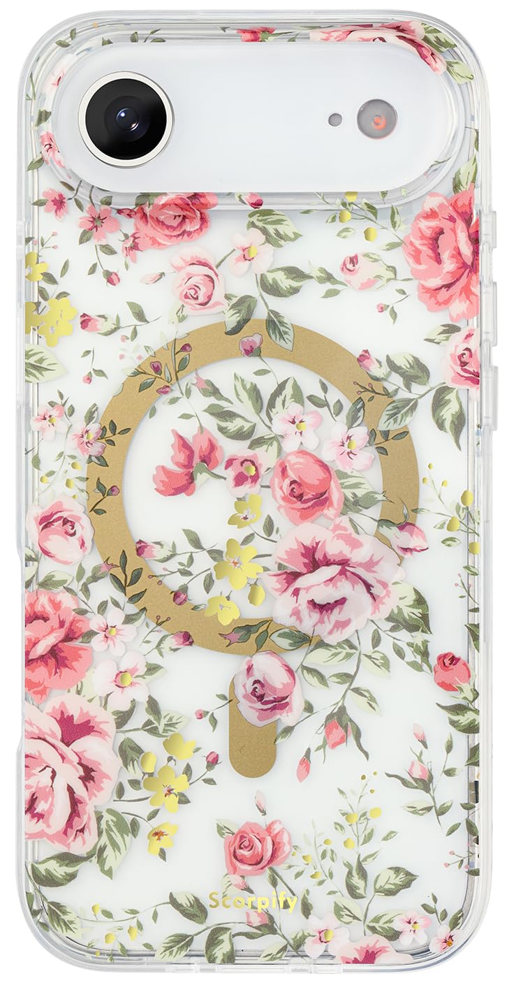 SCORPIFY for iPhone 17 Air Case [Compatible with MagSafe] with Country Rose Floral Design, Cute Clear Flower Magnetic Phone Cove