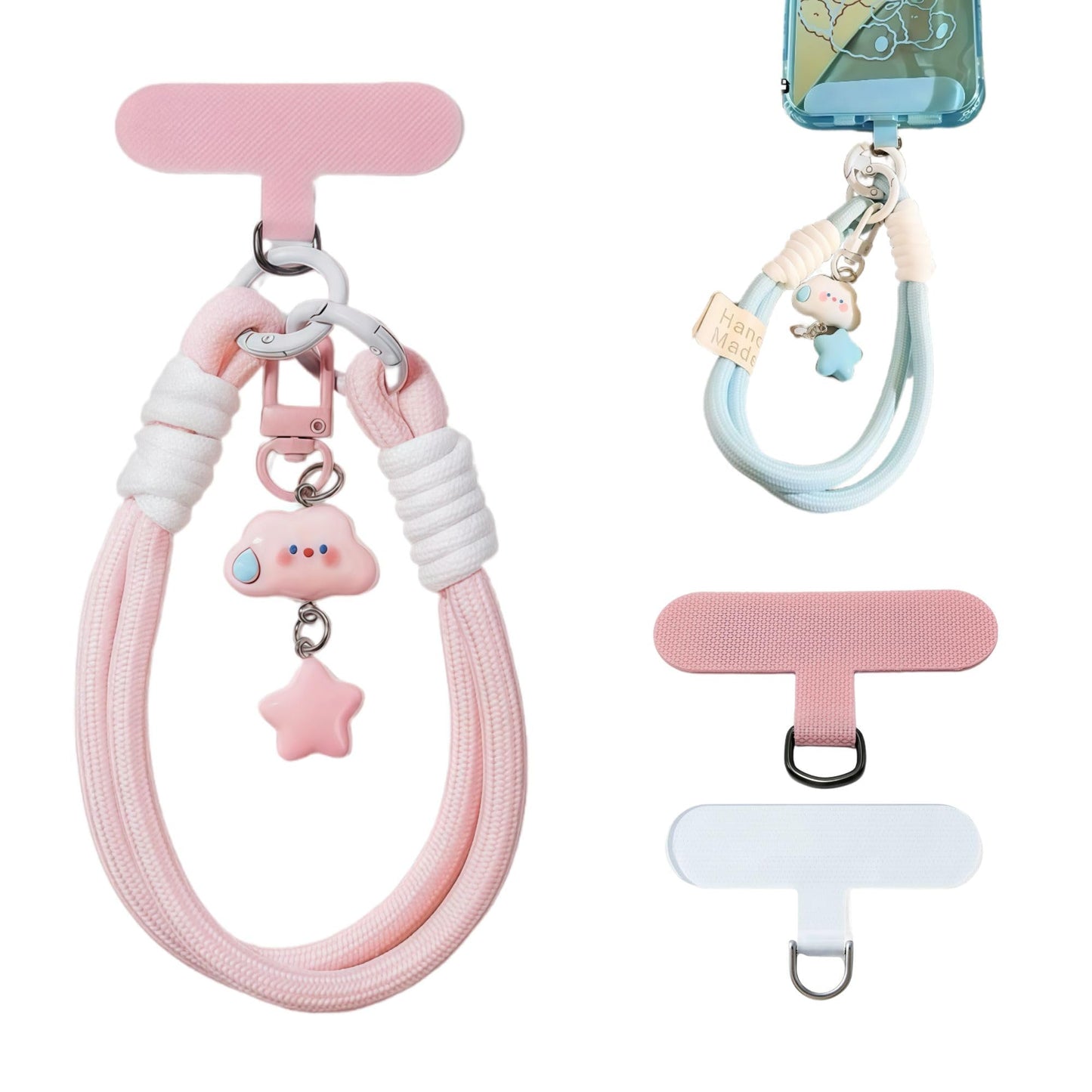 KIMAGIC Dopamine Minimalist Wrist Strap Phone Lanyard, Anti-Drop, Includes 2 Types of Phone Tabs (Clear & Matching Nylon) (10 Sp