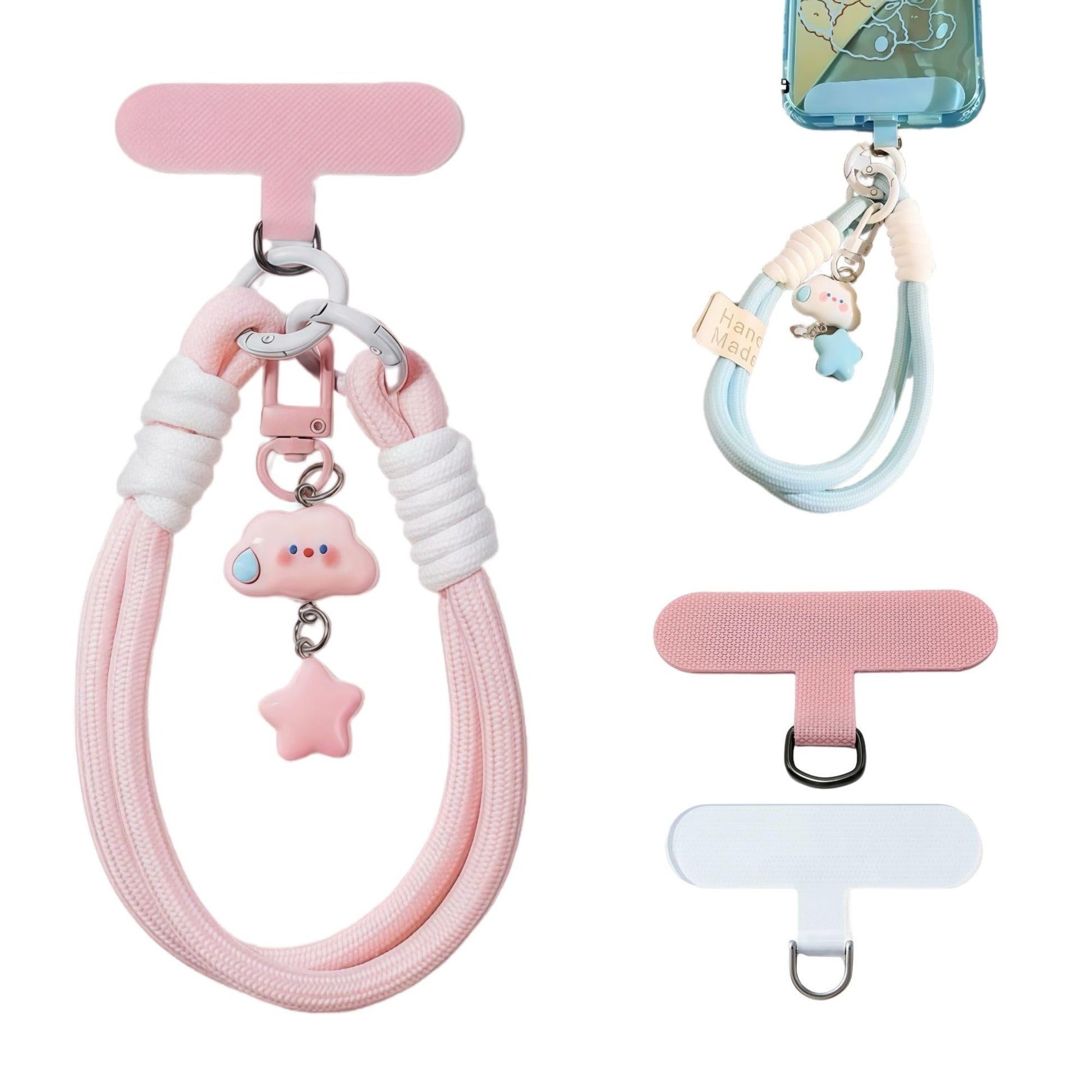 KIMAGIC Dopamine Minimalist Wrist Strap Phone Lanyard, Anti-Drop, Includes 2 Types of Phone Tabs (Clear & Matching Nylon) (10 Sp