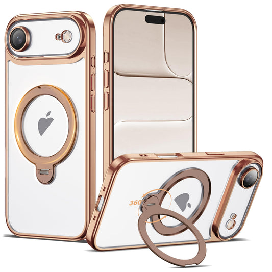 AmoraAqua Compatible with iPhone 17 Air Case with 360 Spin Magnetic Ring Stand [Compatible with Mag-Safe] Full Camera Lens Prote
