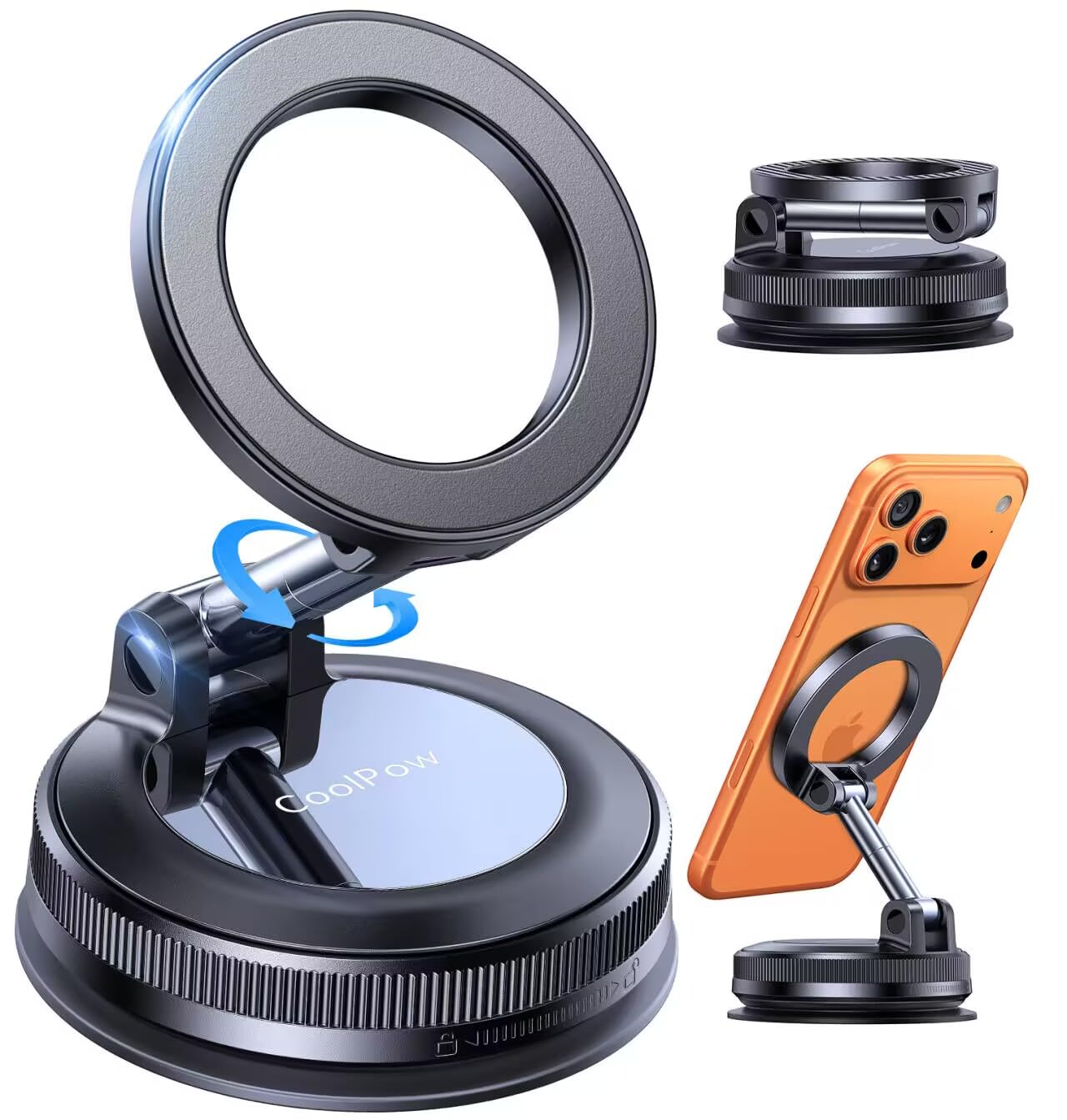 Coolpow?Newest Vacuum Magnetic Phone Holder for Car Phone Holder Mount?Movable Vacuum Suction?carmount 2.0 Magsafe Car Mount Cel