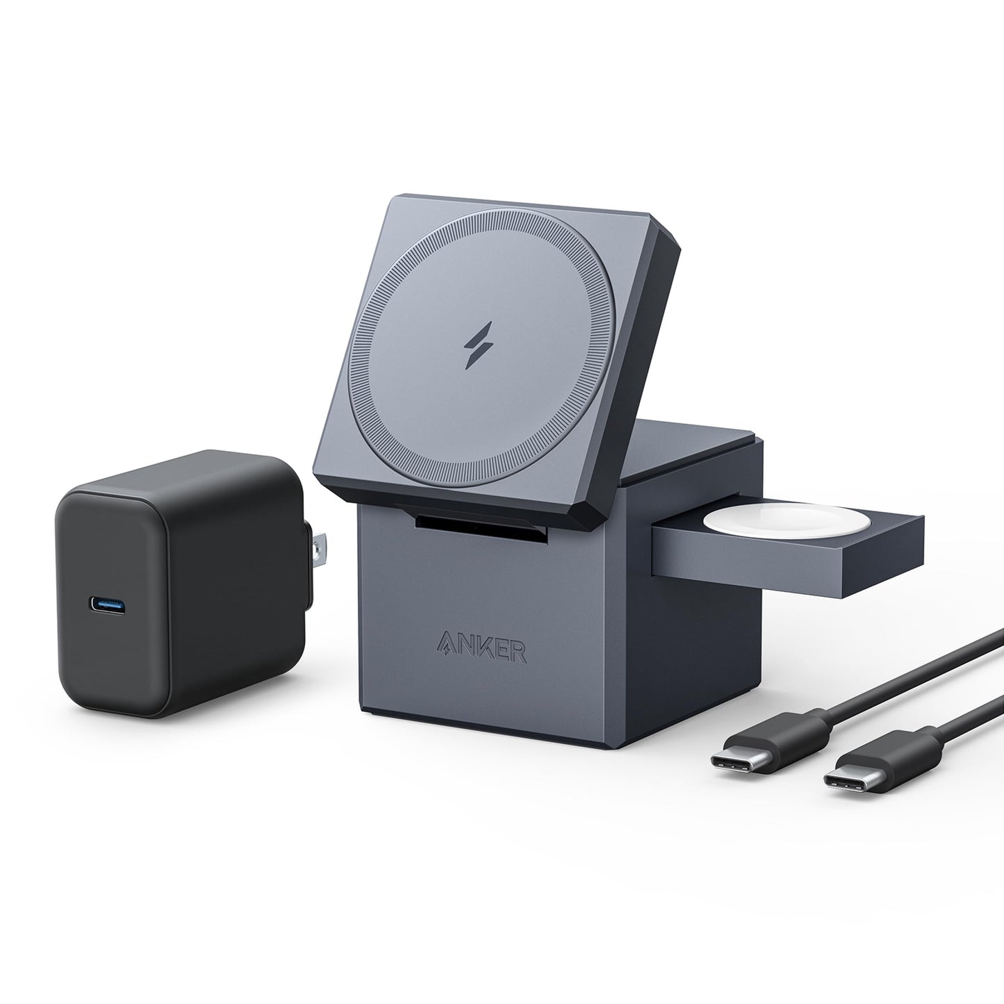 Anker MagSafe Charger Stand, iPhone 16 Wireless Charger, 3-in-1 Cube with MagSafe, 15W Foldable Fast Charging Stand, For iPhone