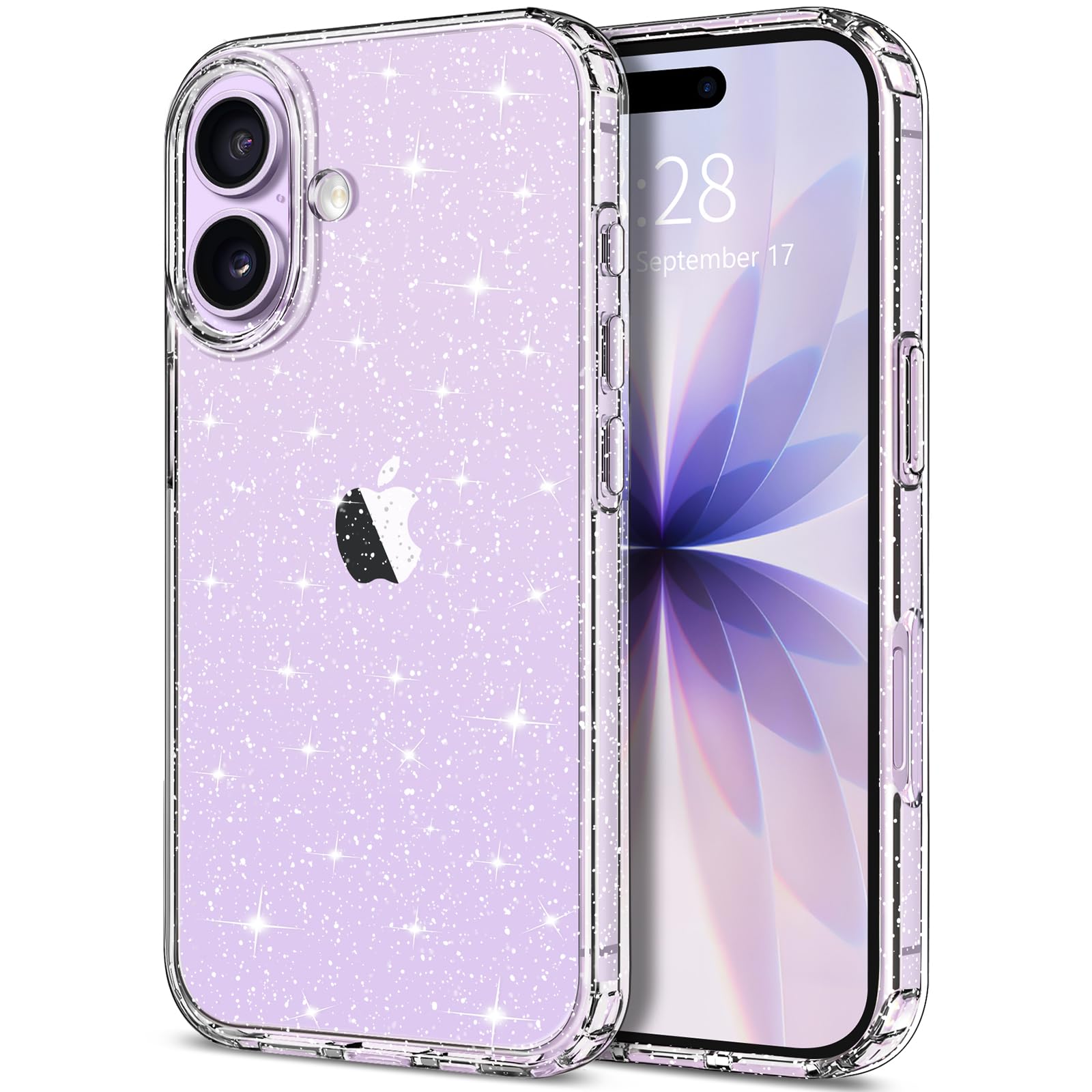 Hython for iPhone 17 Case Glitter, Clear Glitter Sparkly Shiny Bling Sparkle Cute Cover, Anti-Scratch Soft TPU Thin Slim Fit Sho