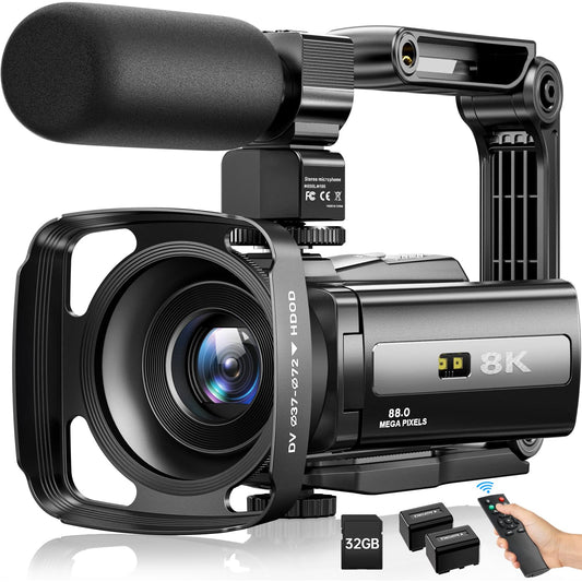 8K Video Camera Camcorder 88MP UHD WiFi Vlogging Cameras for YouTube 18X Digital Zoom IR Night Vision 3.0Touch Screen Camera w