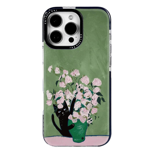 ChiCaseVer for iPhone 13 Pro Max Case,Vintage Cat & Floral on Green Design Pattern Aesthetics,Military-Grade Drop Protection, Ar