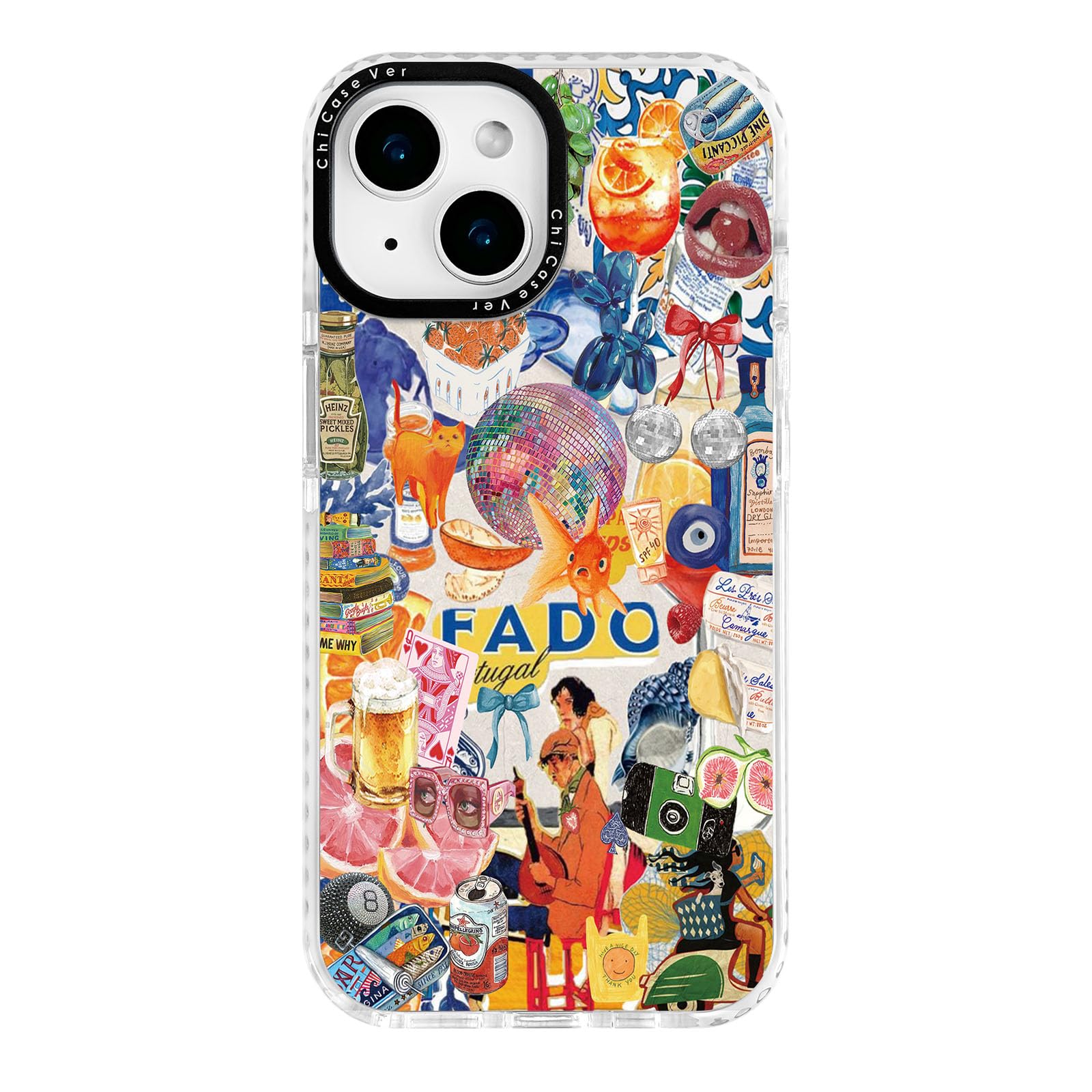ChiCaseVer for iPhone 15 Plus Case, Fruity Summer Collage, Military-Grade Drop Protection, Designer Quirky Artistic Soft Slim TP