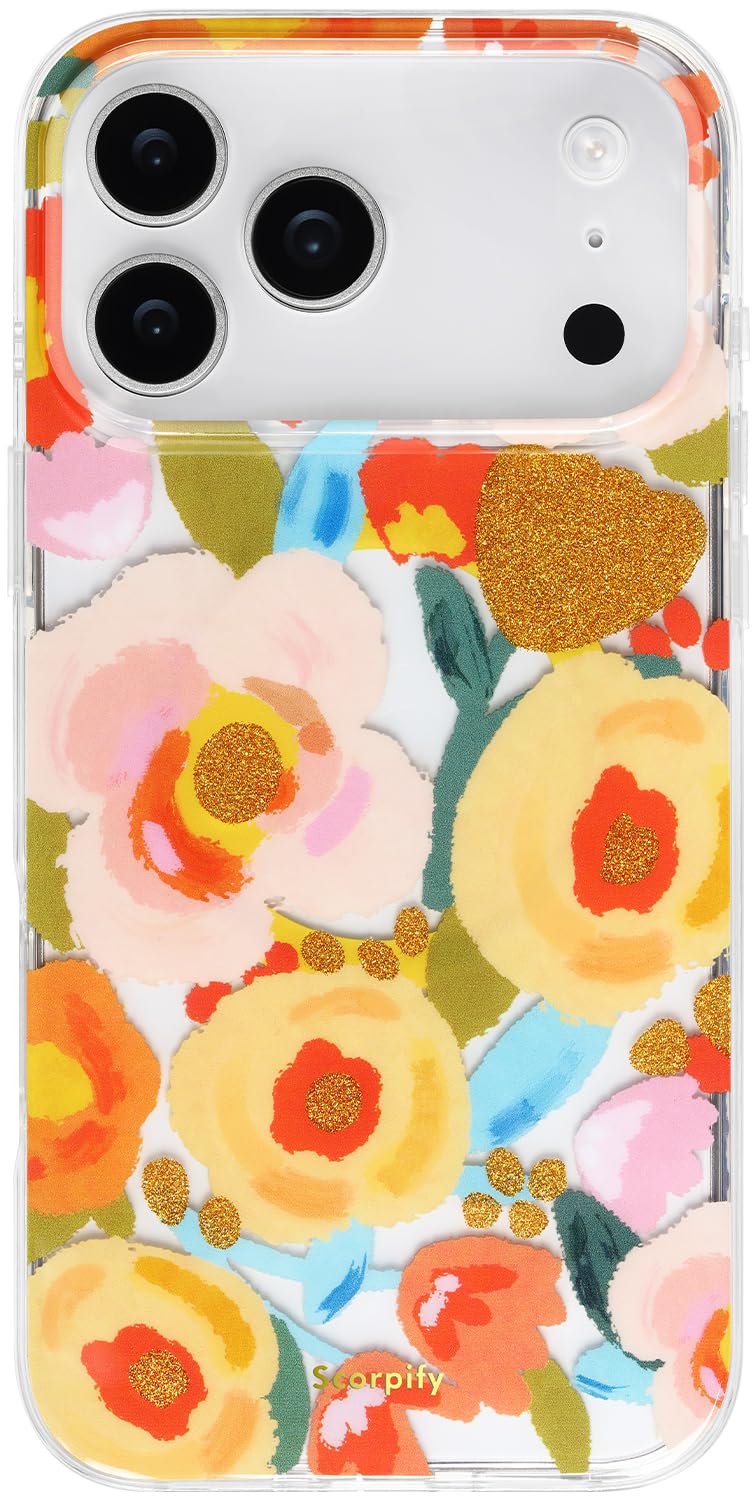 SCORPIFY for iPhone 17 Pro Case [Compatible with MagSafe] with Heronsbill Floral Design, Cute Clear Flower Magnetic Phone Cover