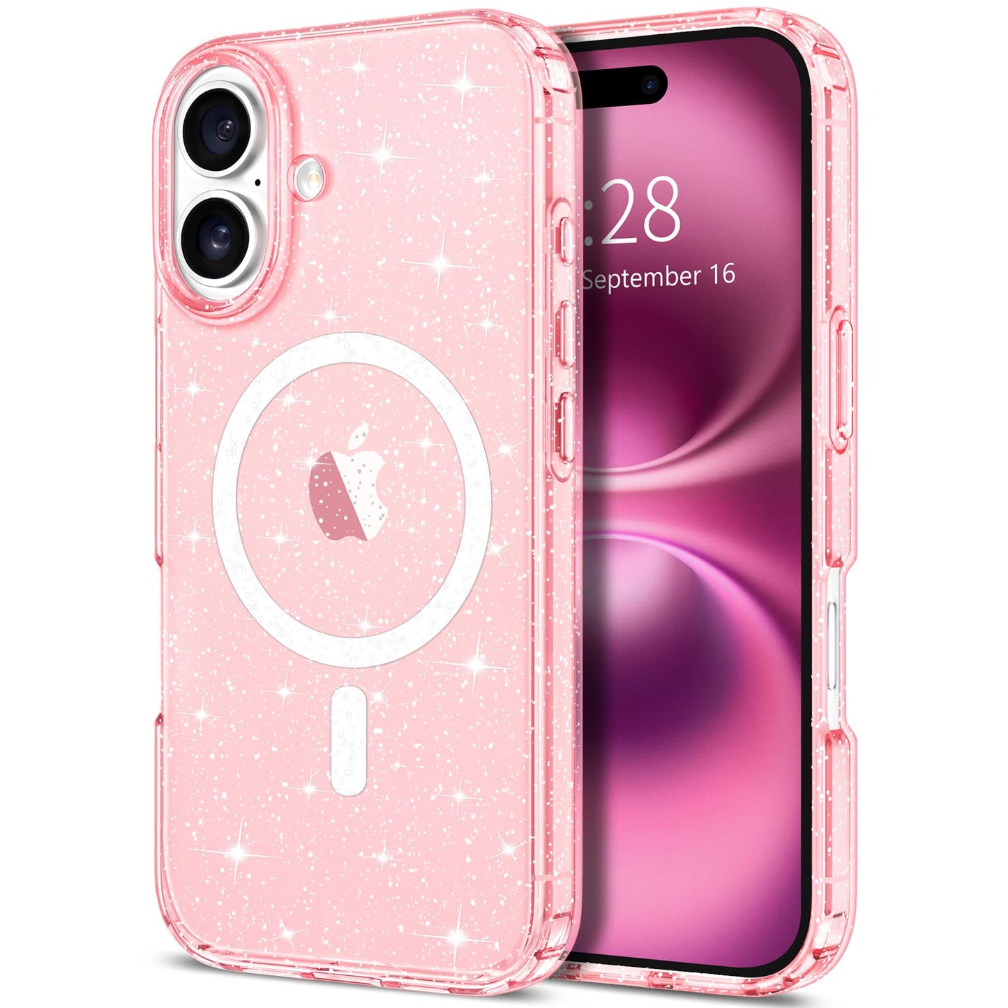 Hython for iPhone 16 Case Glitter, Clear Glitter Sparkly Shiny Bling Sparkle Cute Cover, Anti-Scratch Soft TPU Thin Slim Fit Sho