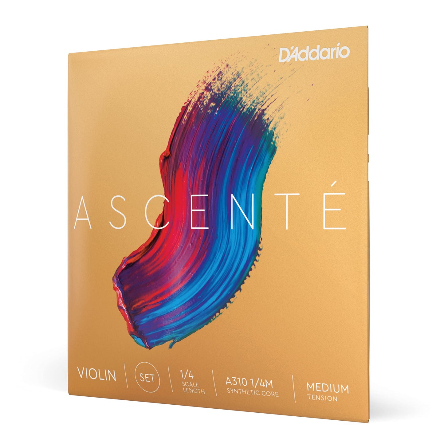 DAddario Ascente Violin Strings - Violin Strings with Ball Ends, Synthetic Core - A310 1/4M - Full Set - 1/4 Scale - Medium Ten