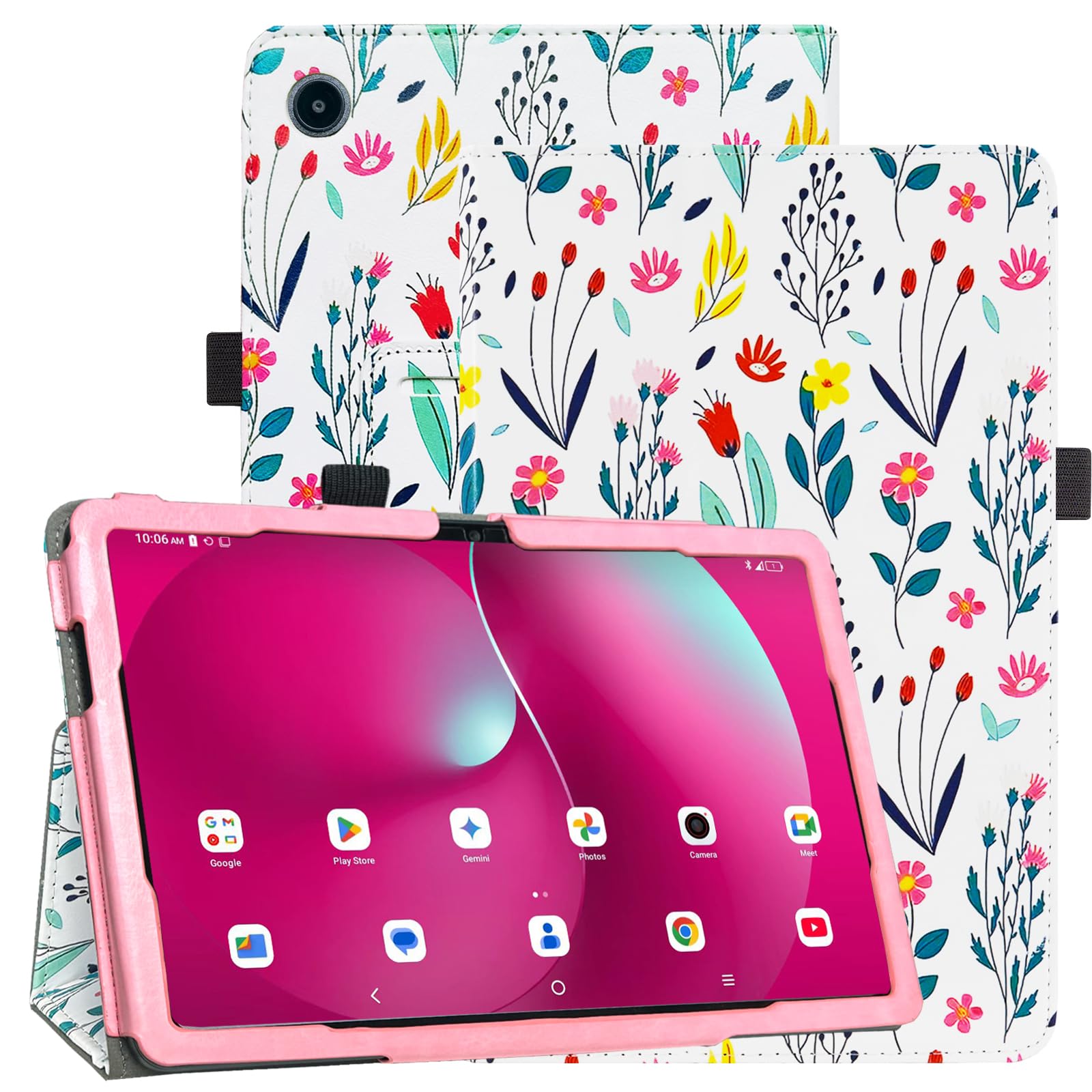 Caweet Case for T-Mobile Revvl Tab 2 Tablet - Premium Leather Folio Protective Stand Cover with Magnetic Closure, Flowers
