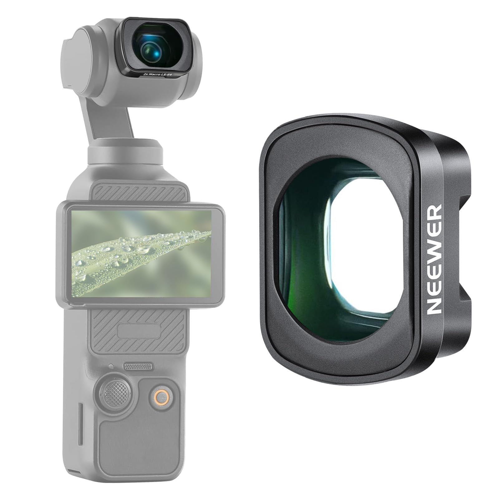 NEEWER 2X Macro Lens for Pocket 3, Magnetic Close Up Macro Photography Lens, 3 Elements in 3 Groups Multicoated HD Optical Glass