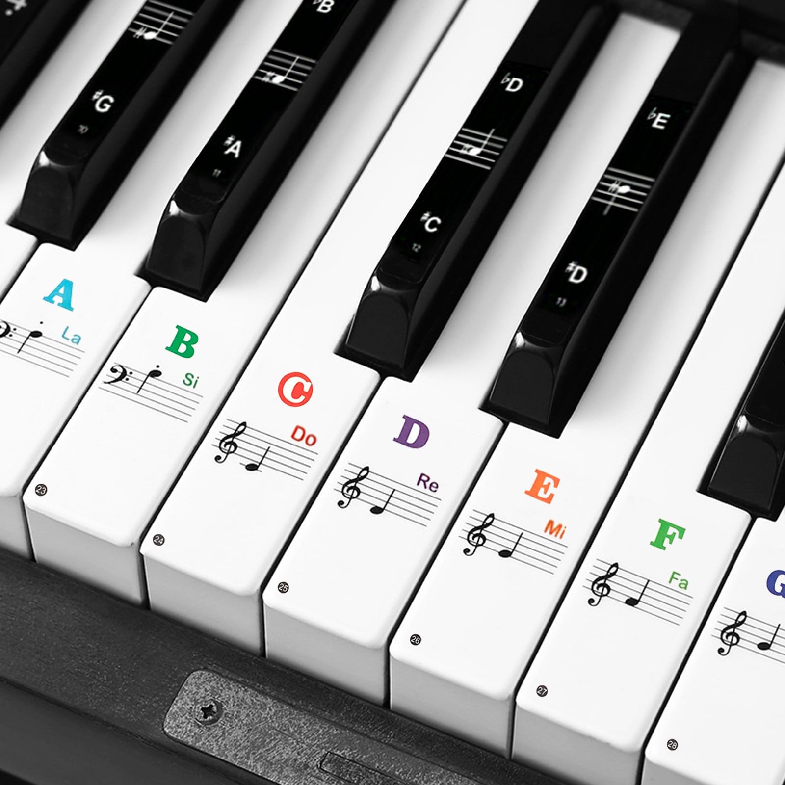 ZUFECY Piano Keyboard Stickers for 88/61/54/49 Keys, Colorful Removable Stickers for Kids Learning, Transparent Design