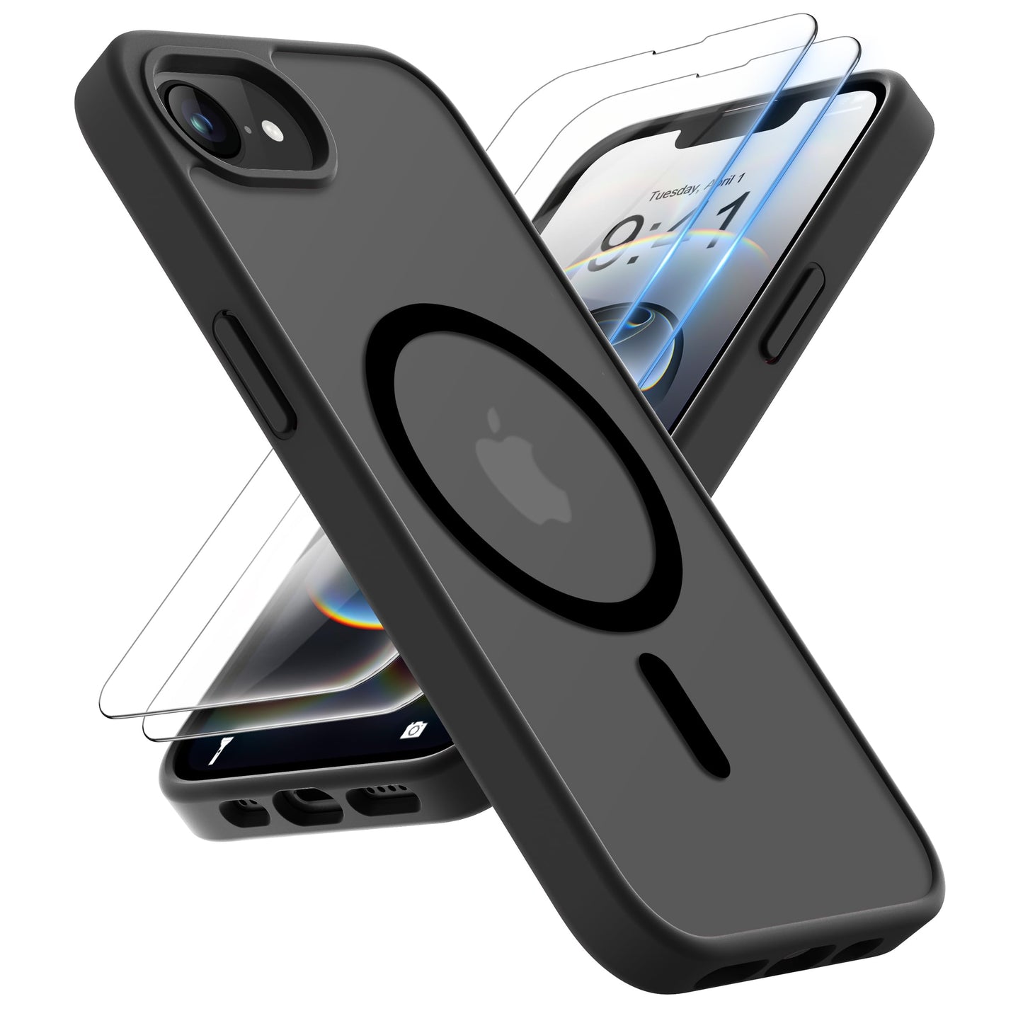 ORETECH Magnetic for iPhone 16e Case, [Compatible with MagSafe] [2 Pcs Screen Protectors+ 1 Camera Lens Protector] [15 FT Drop P
