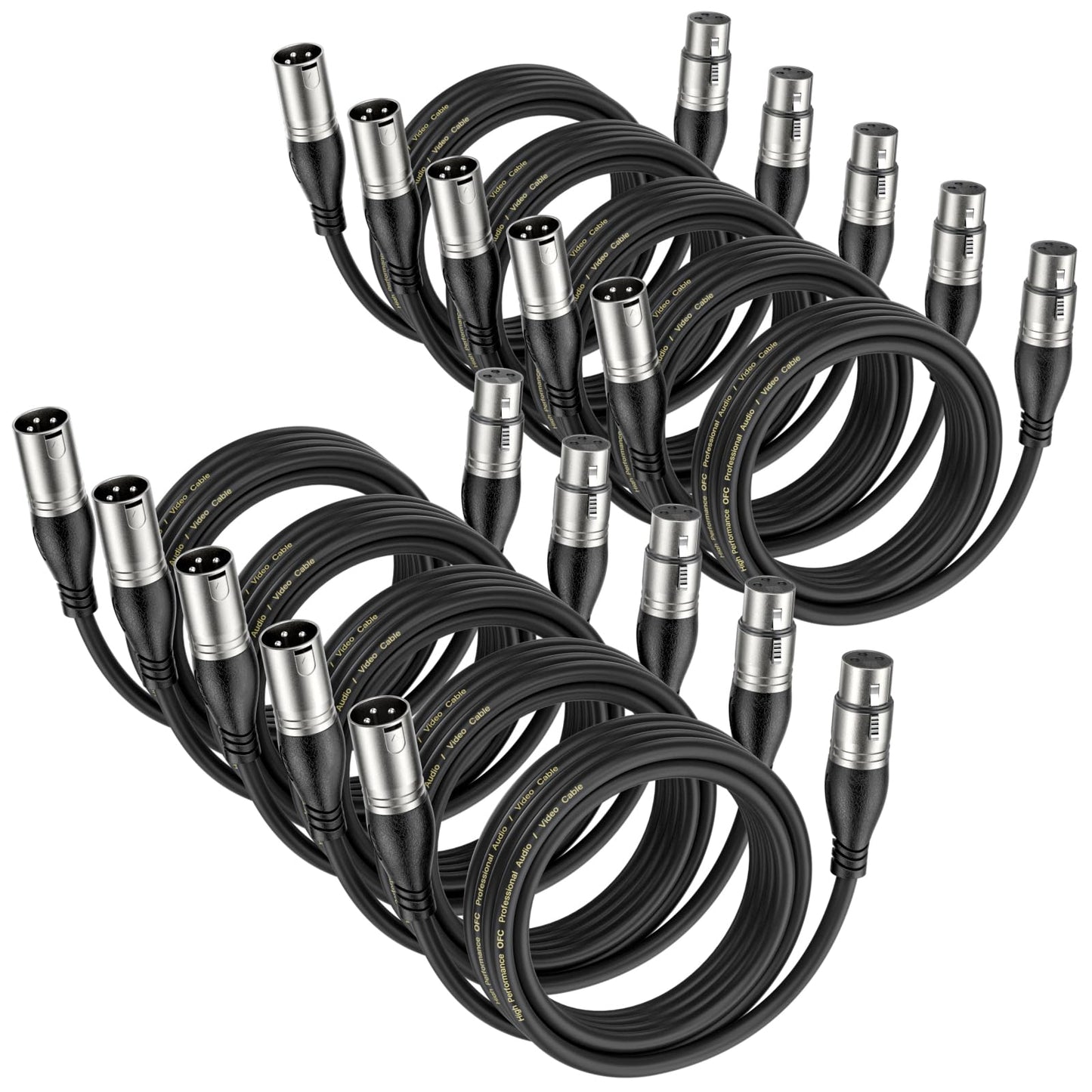 EBXYA XLR Cable 15ft 10 Packs - Premium Balanced Microphone Cable with 3-Pin XLR Male to Female Mic Speaker Cable, Black