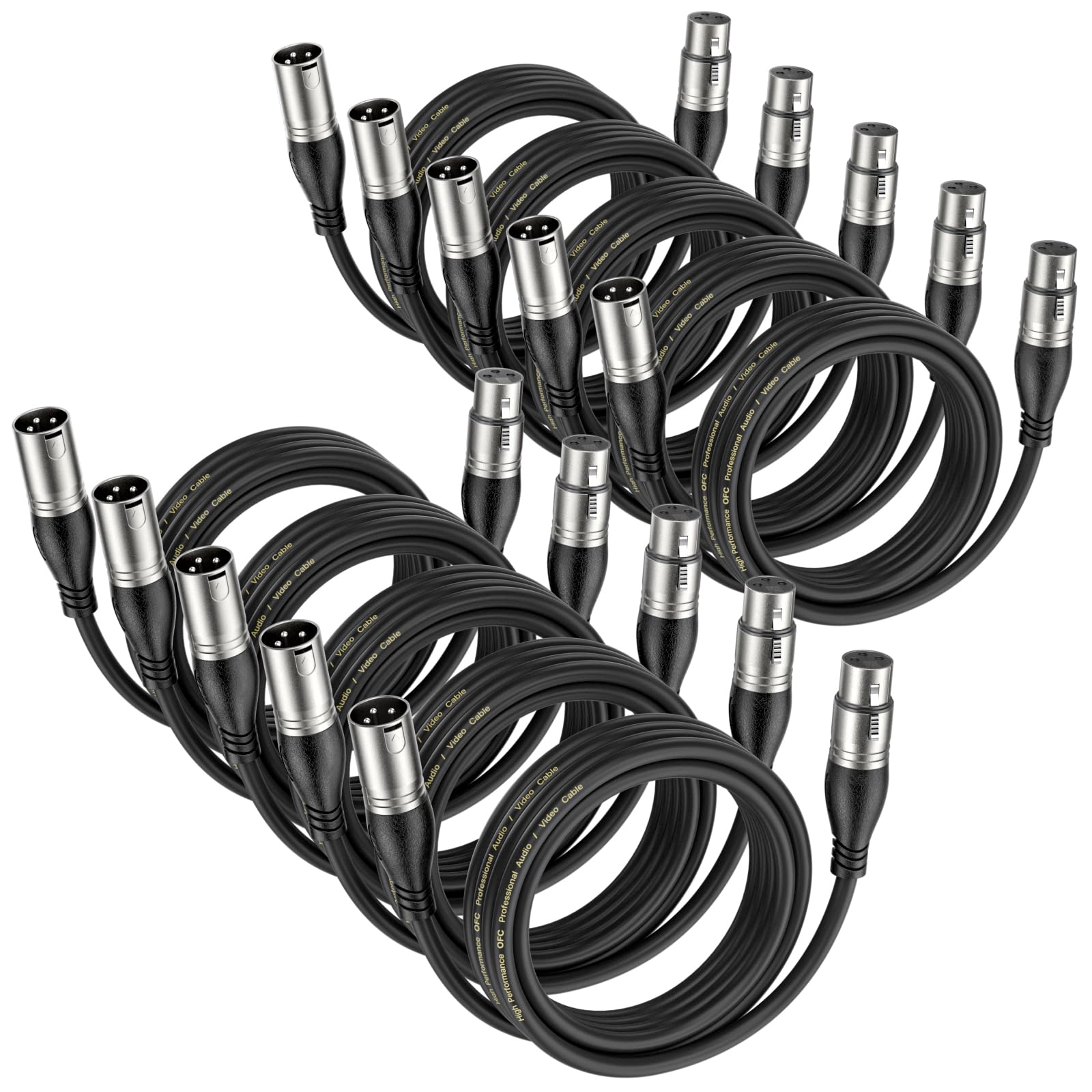 EBXYA XLR Cable 15ft 10 Packs - Premium Balanced Microphone Cable with 3-Pin XLR Male to Female Mic Speaker Cable, Black