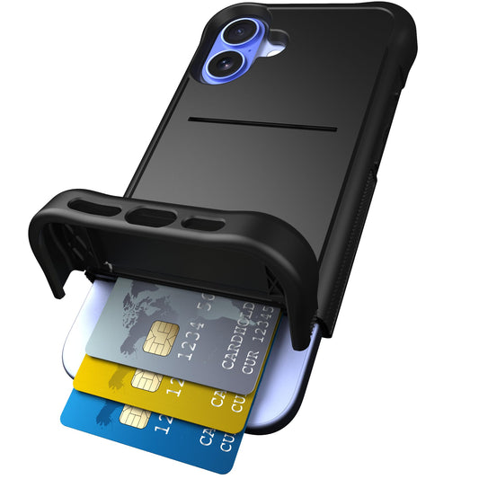 Scooch for iPhone 16 Plus Case with Card Holder, Wingmate Wallet Case with Hidden Card Slot and RFID Protection for up to 4 Card