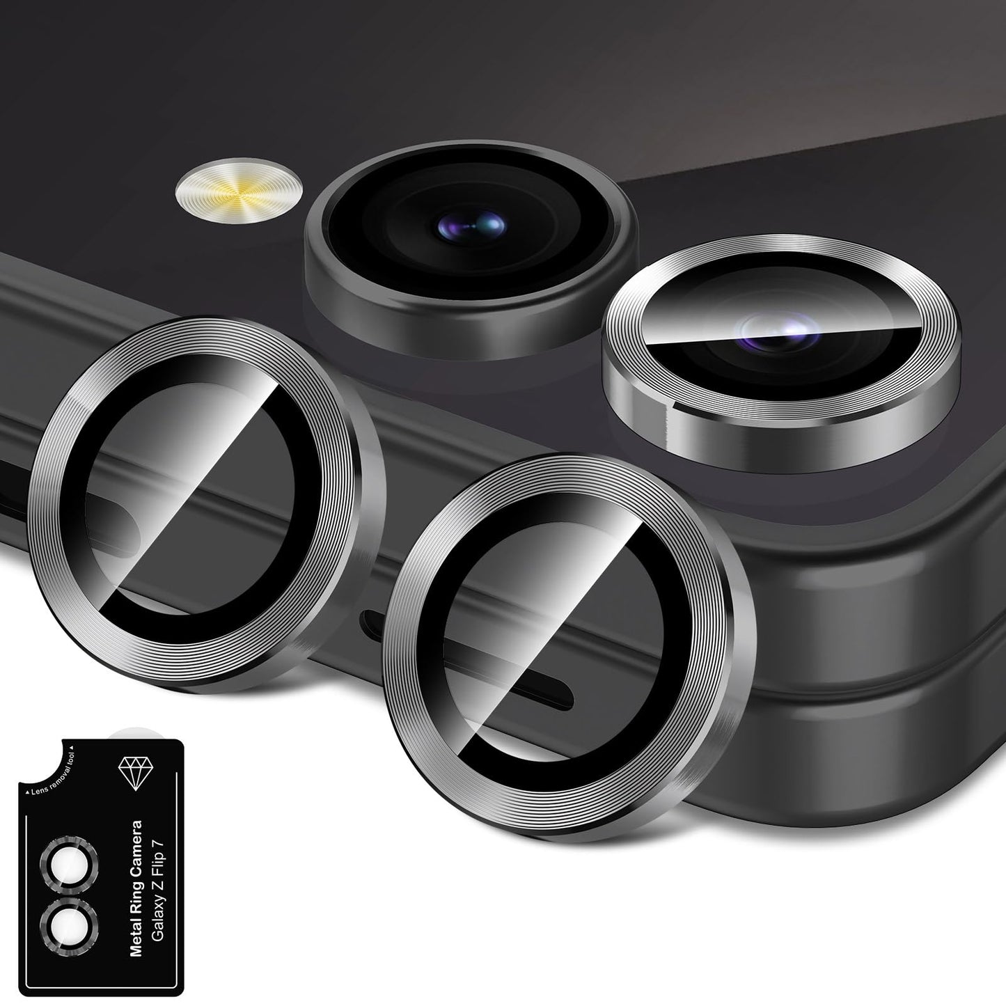 Avocase for Samsung Galaxy S25 Plus Camera Lens Protector, Individual Metal Ring Tempered Glass Lens Cover, [Strong Adsorption]
