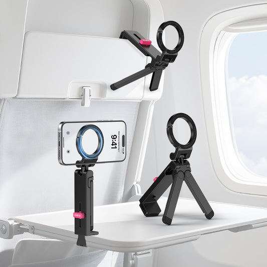 ULANZI MA88 Magnetic Phone Tripod Mount for MagSafe iPhone 17-12 Series, Strongest Magnet Handsfree Airplane Phone Holder for Wo