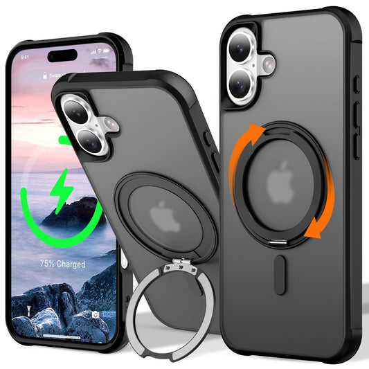 UMIONE 360 Rotatable Magnetic Ring Design for iPhone 16, Built-in Invisible Loop Stand, Compatible with Magsafe, Translucent Ult