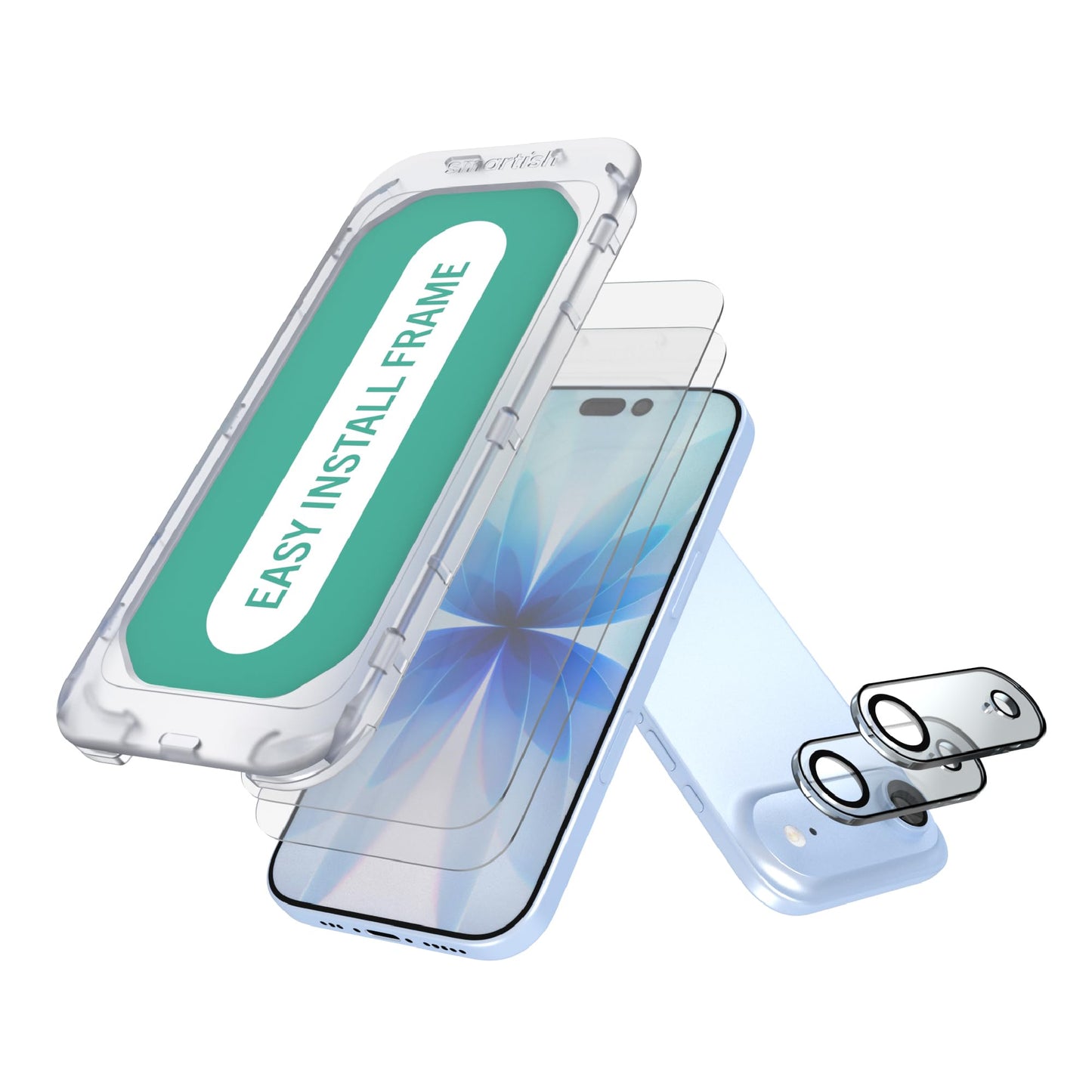 Smartish iPhone Air Screen Protector + Camera Lens Covers - Tuff Sheet - 2-Pack Tempered Glass 9H Easy Install Frame Case-Friend