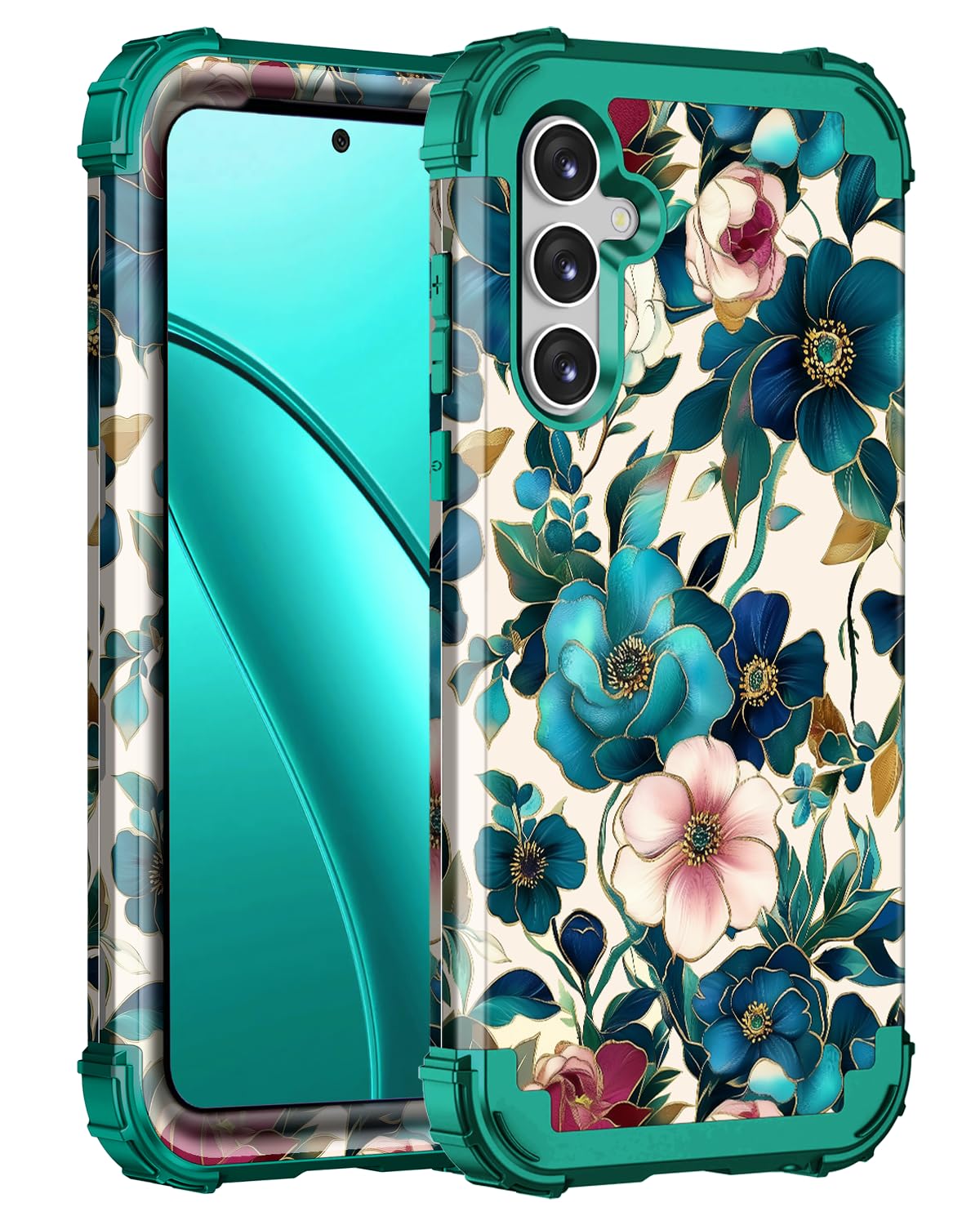 Hekodonk for Galaxy S24 FE Case,Three Layer Heavy Duty Shockproof Protection Hard Plastic+Soft Silicone Full Body Drop Protectiv