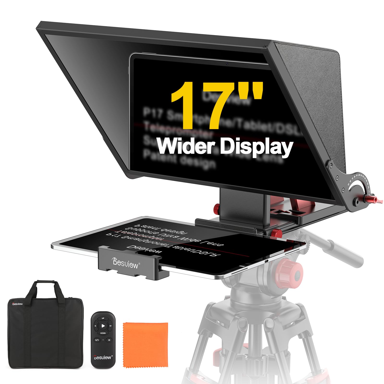 Desview P17 Portable Teleprompter for Camera Video Recording, Foldable Auto-Scrolling Prompter with Wireless Remote Sunshade & T