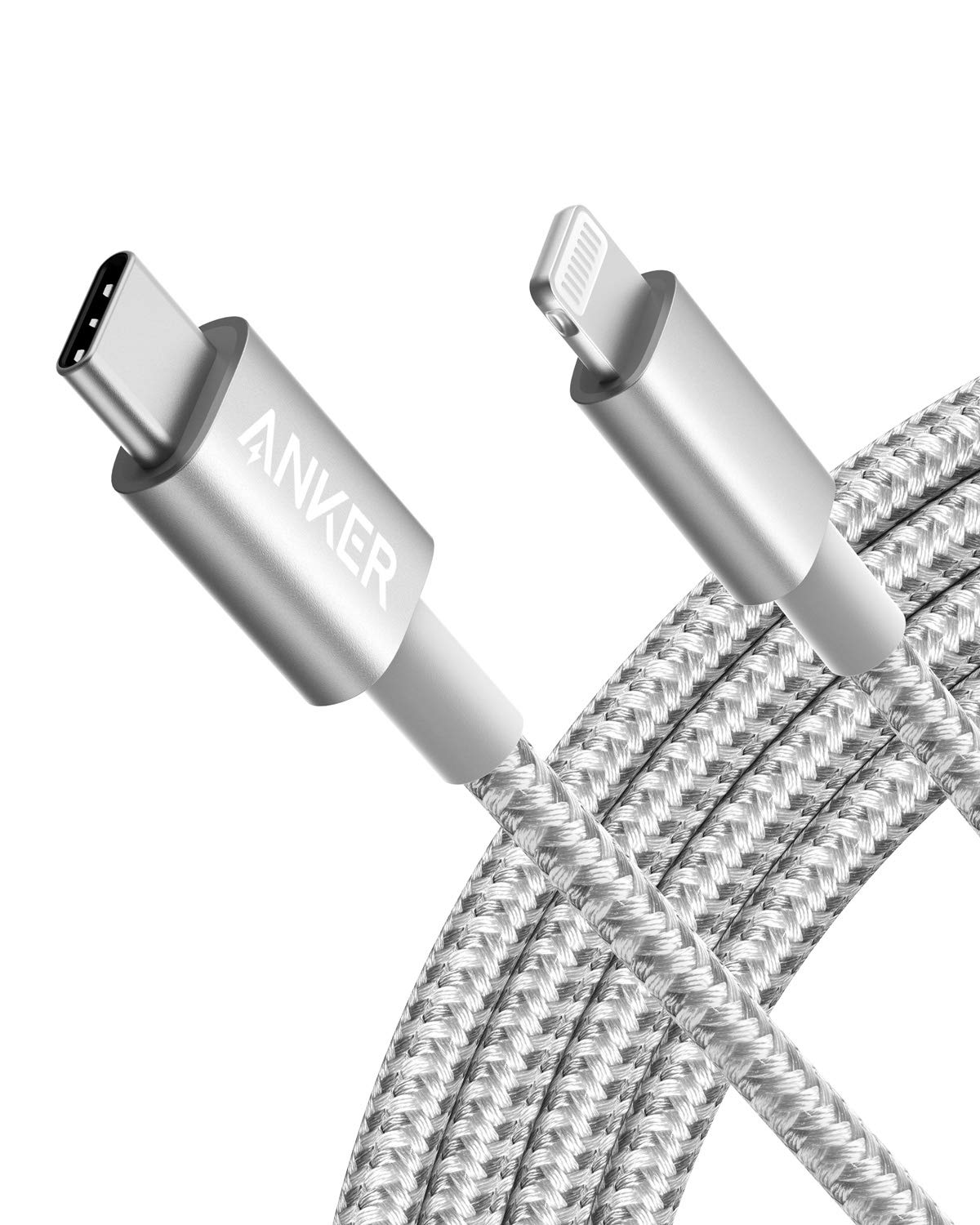 Anker Nylon USB C to Lightning Cable, MFi Certified, 6FT, Silver, Model A8623