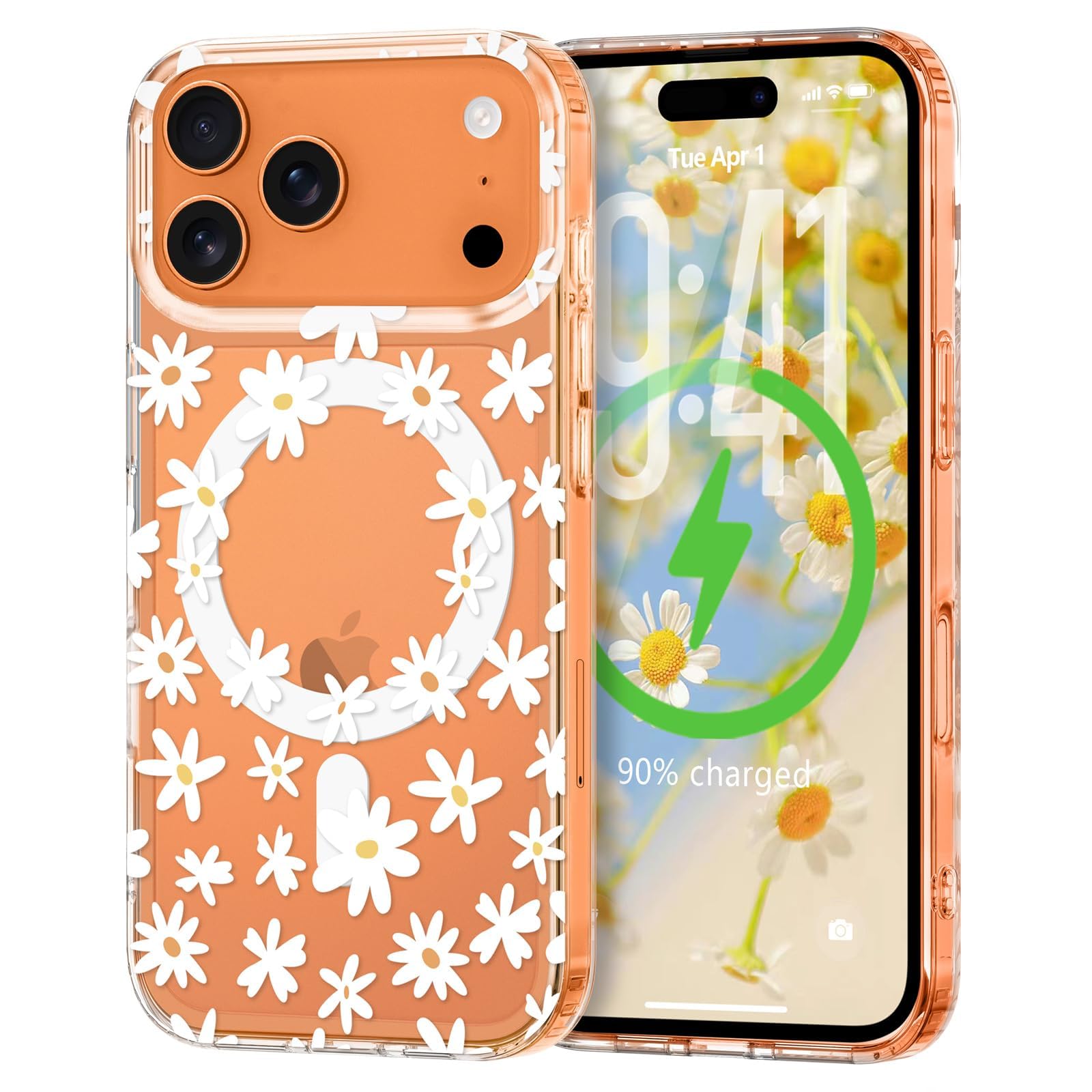 L-FADNUT for iPhone 17 Pro Case [Compatible with Magsafe], Cute Flower Girls Women Clear Cover Silicone Shockproof Protective Co