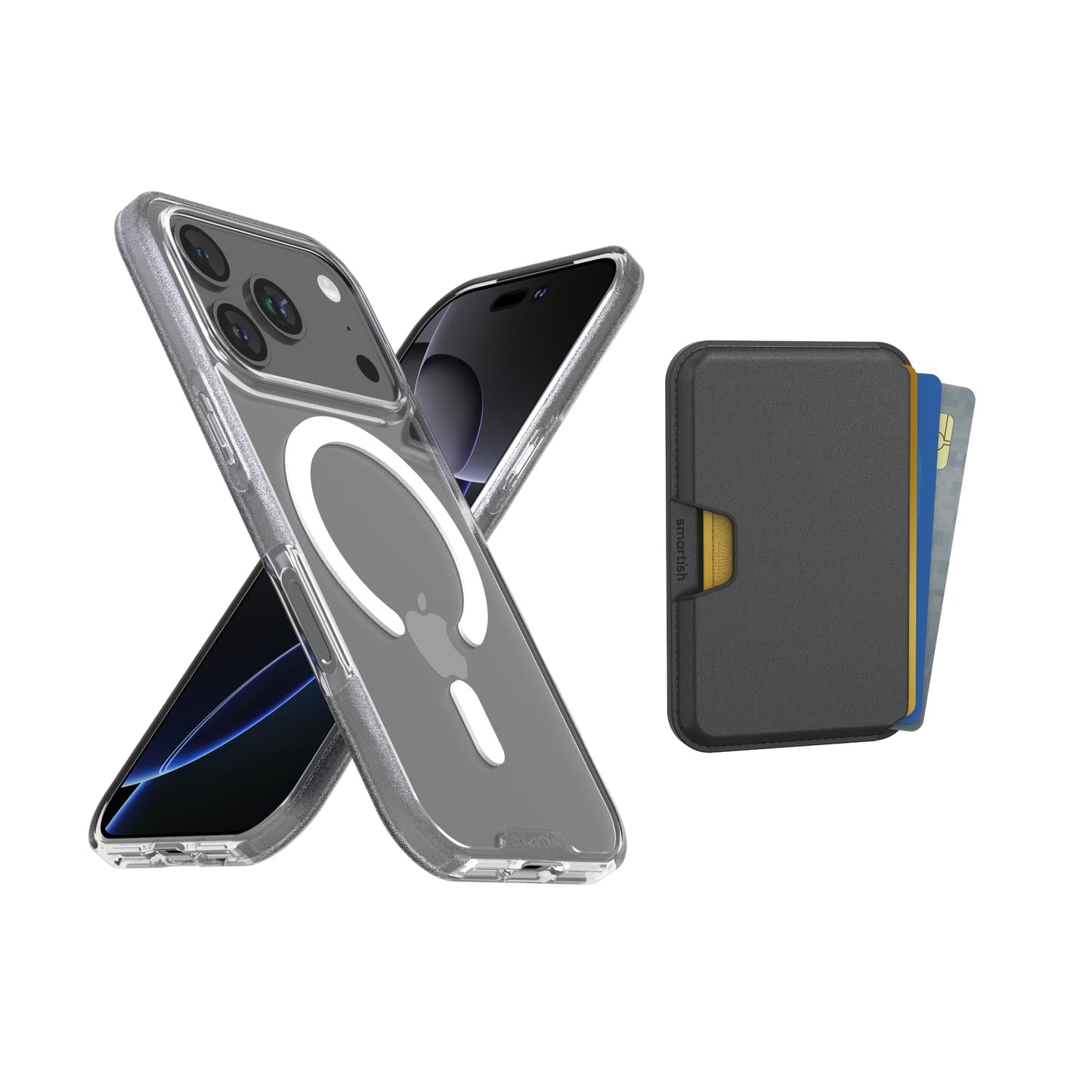 Smartish iPhone 17 Pro MagSafe Clear Case + MagSafe Wallet - Magnetic Slim Case - Anti-Yellow Thin Grip Cover + Detachable Walle