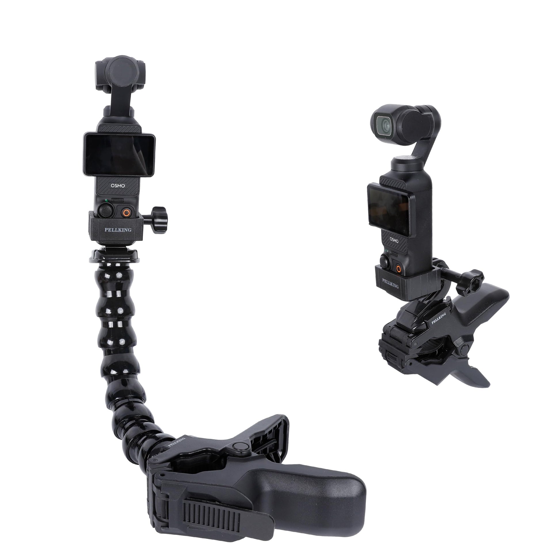 PellKing Gooseneck Jaws Flex Clamp Mount for DJI Osmo Pocket 3 & GoPro 13 12 11 10 9 8 7 6 5 Insta360 X4 X3 X2 X DJI Osmo Action