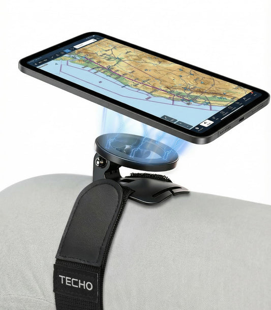 TECHO Magnetic Pilot Kneeboard for iPad & Tablets - Universal Aviation Knee Board Holder with Strong Grip, Secure Strap for Cock