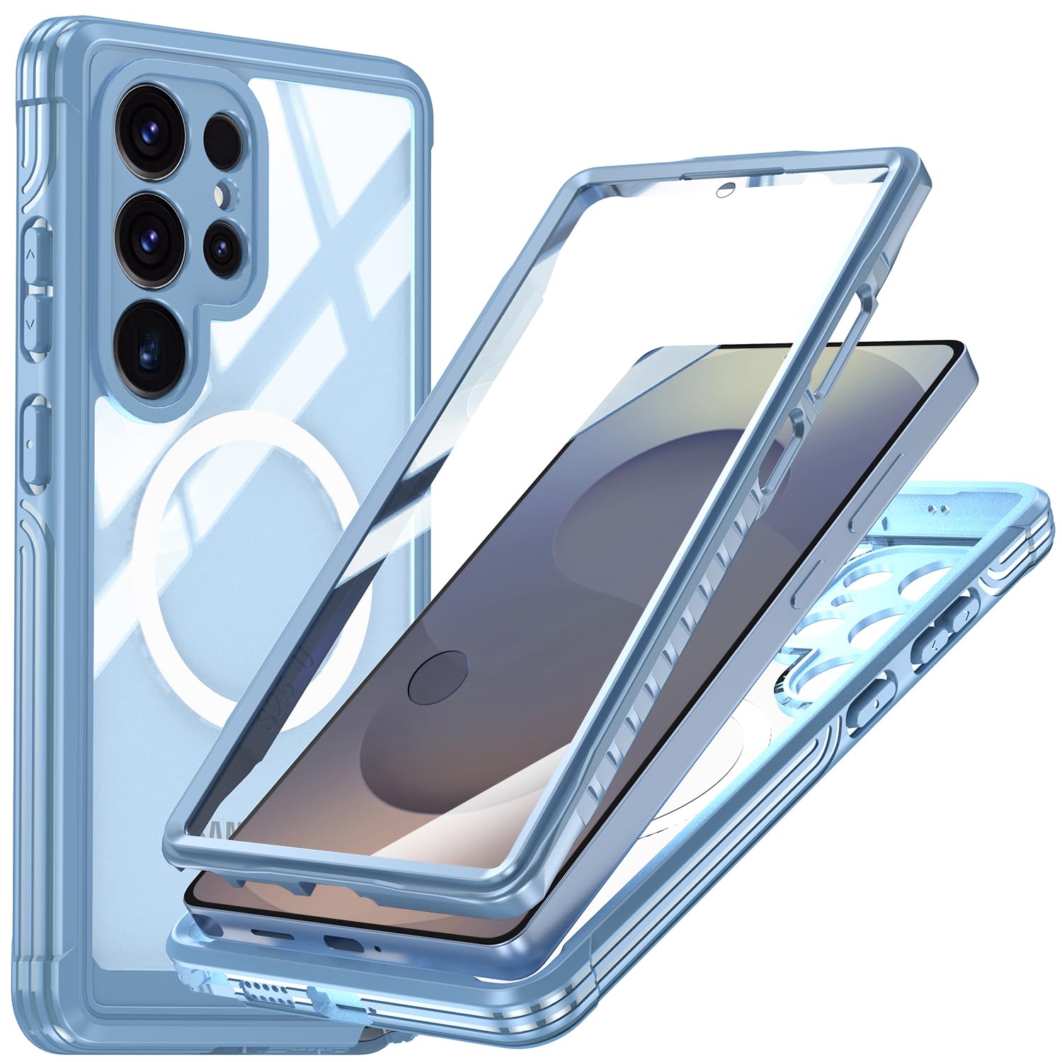 Miimall Strong Magnet for Samsung Galaxy S25 Ultra Case,[Built-in Glass Screen Protector][Compatible with Mag-Safe][Military Sho